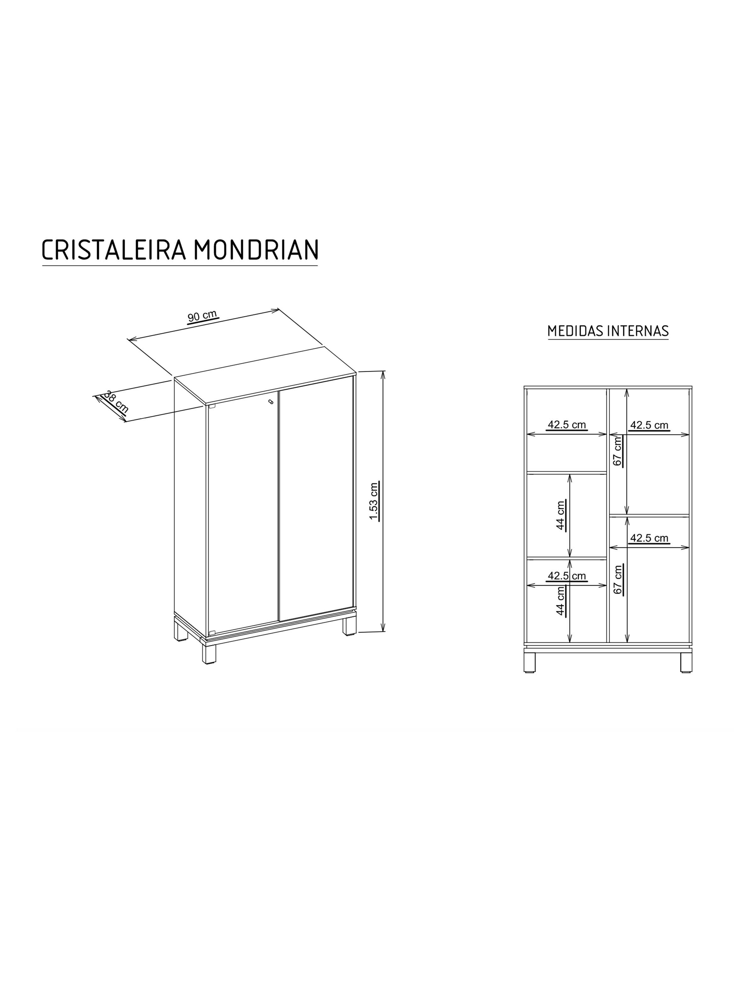 Panel TV + Rack 1.8m + Buffet + Vitrina Mondrian Off White-3