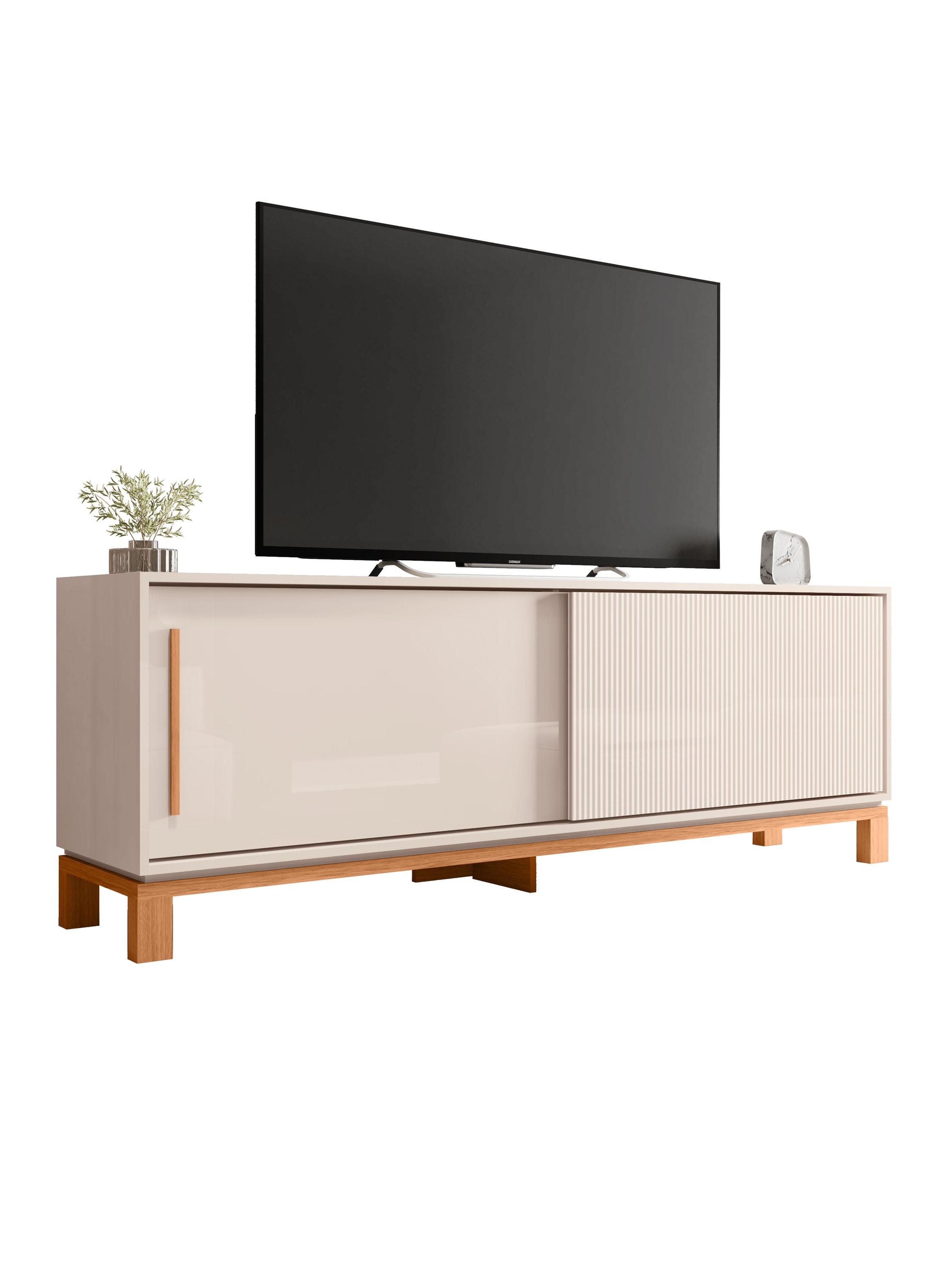 Panel TV + Rack 1.8m + Buffet + Vitrina Mondrian Off White-4