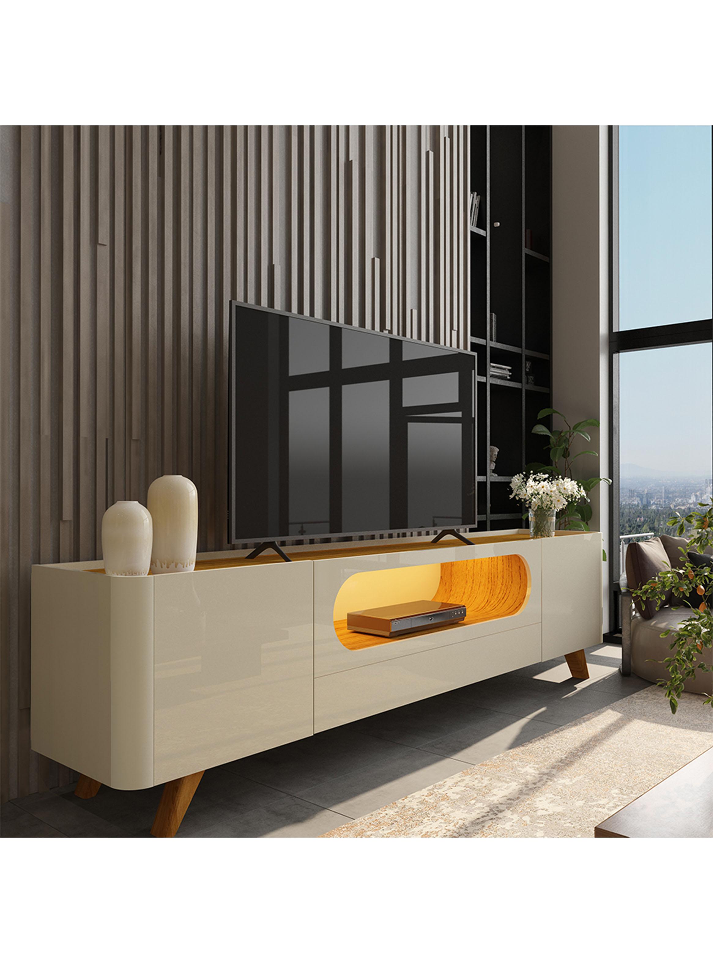 Rack TV 75" Nobre 2.1 Pata de Madera-4