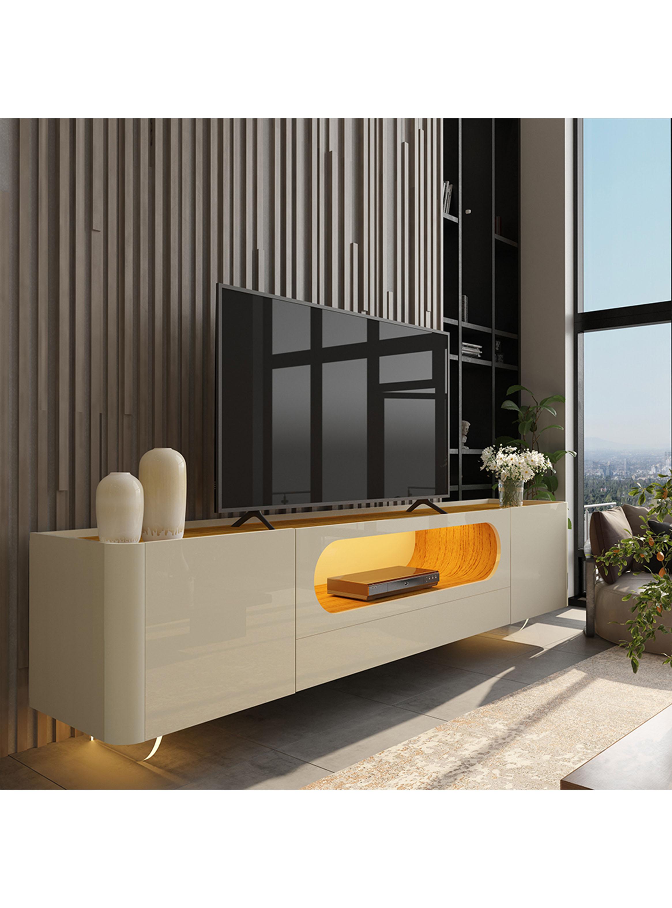 Rack TV 75" Nobre 2.1 Pata de Vidrio-4