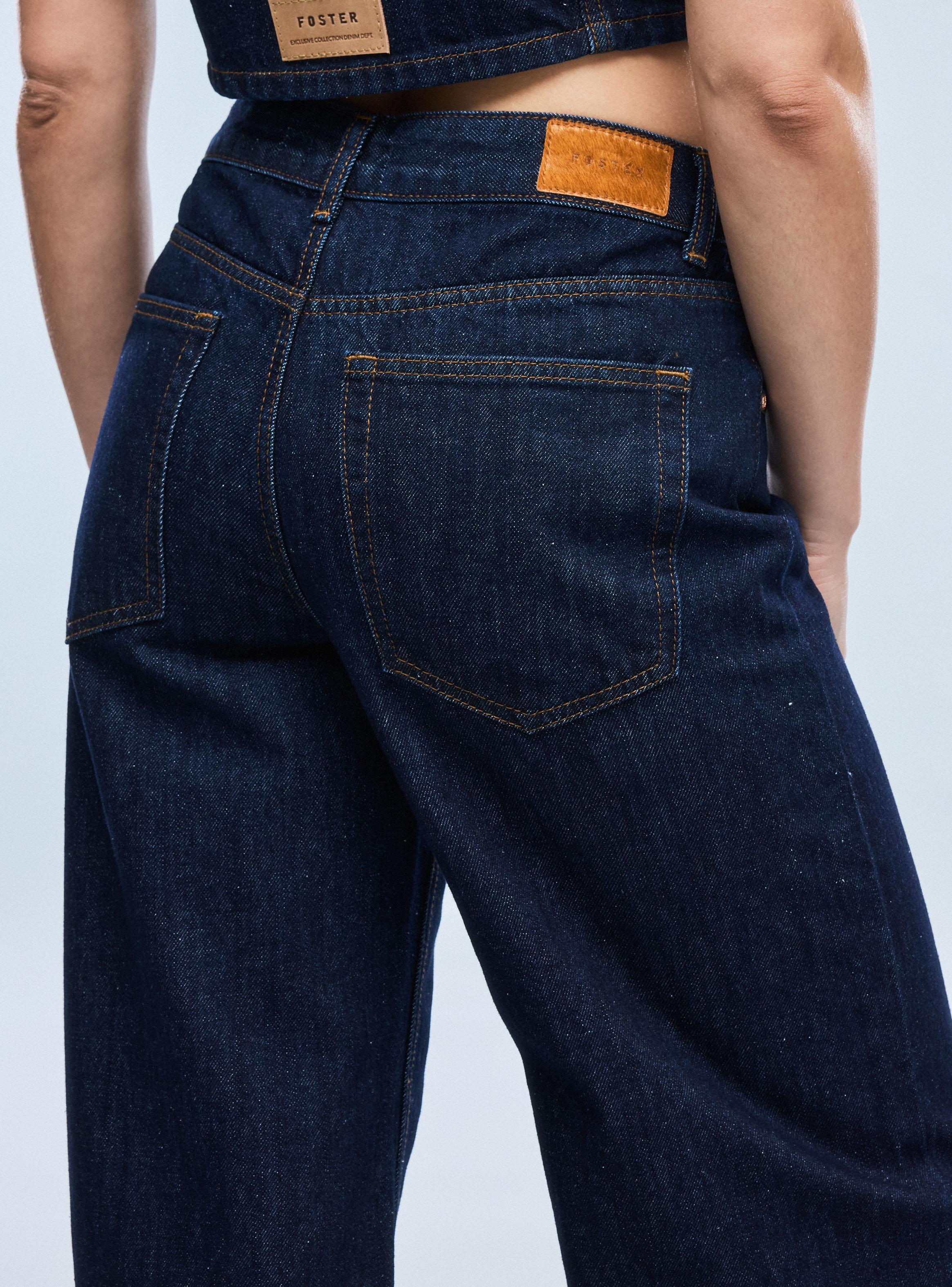 Pantalón Wide Leg 5 Bolsillos Tiro Medio-3