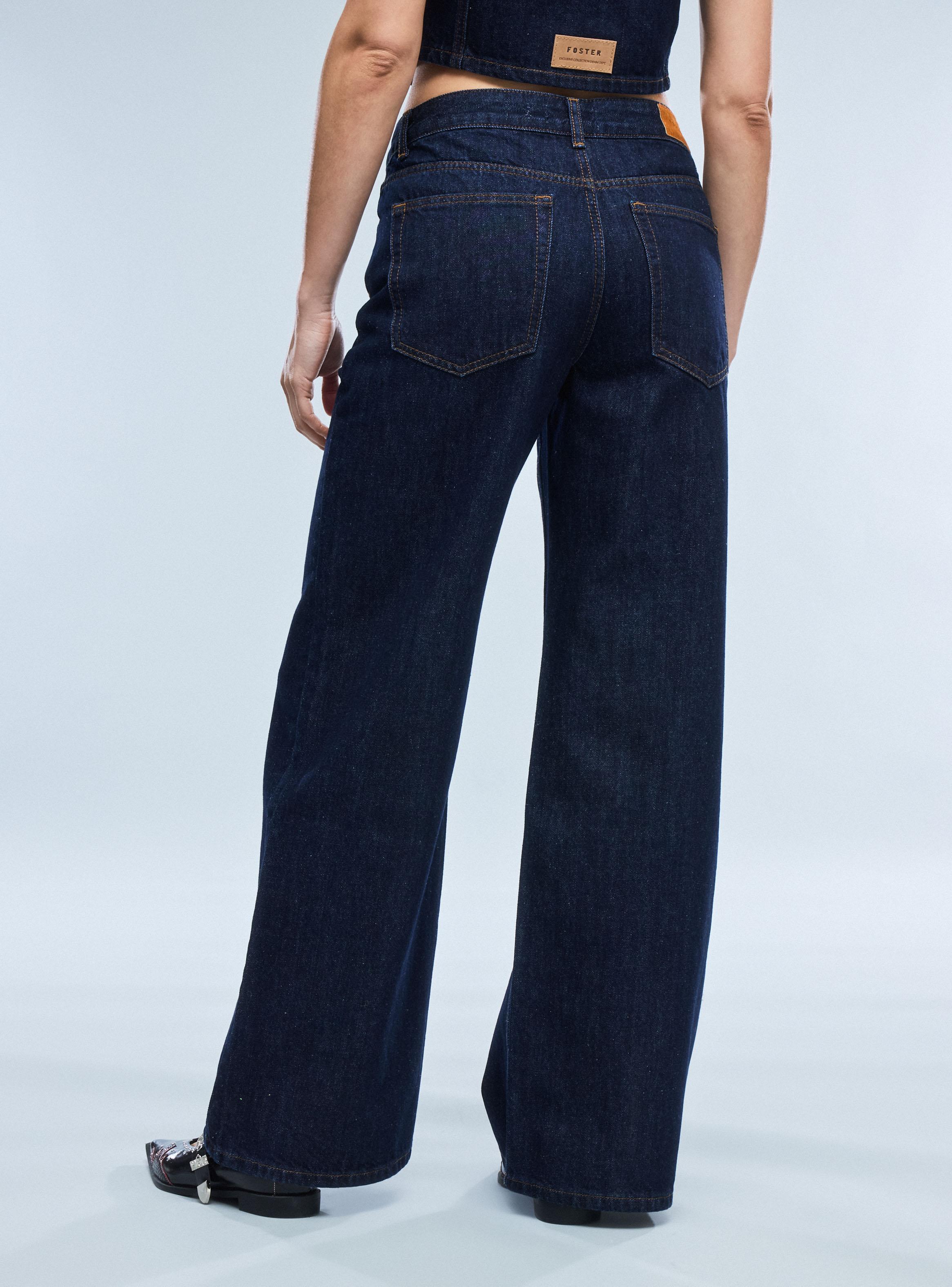 Pantalón Wide Leg 5 Bolsillos Tiro Medio-1