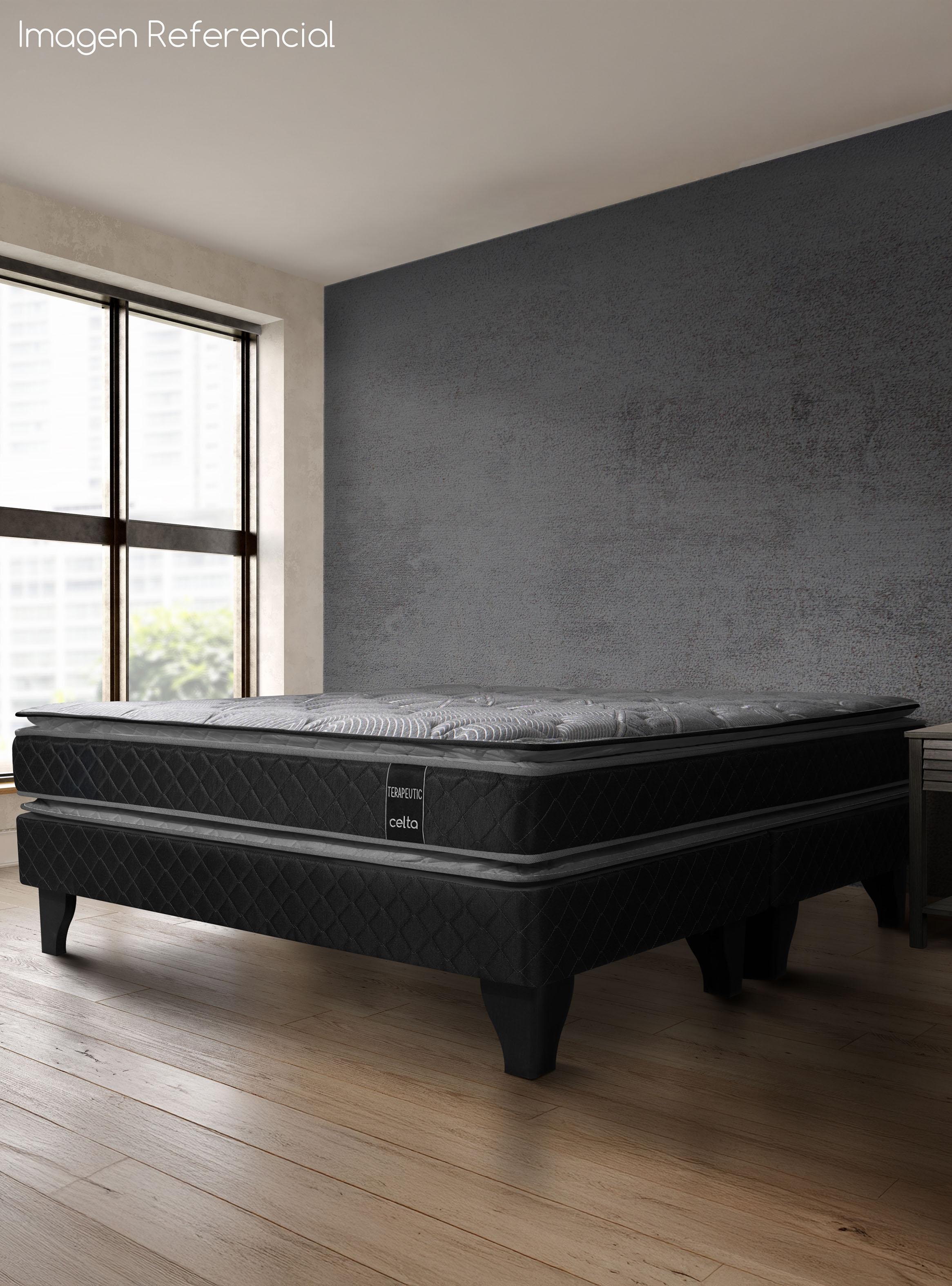 Cama Europea King Terapeutic + Respaldo Negro-5
