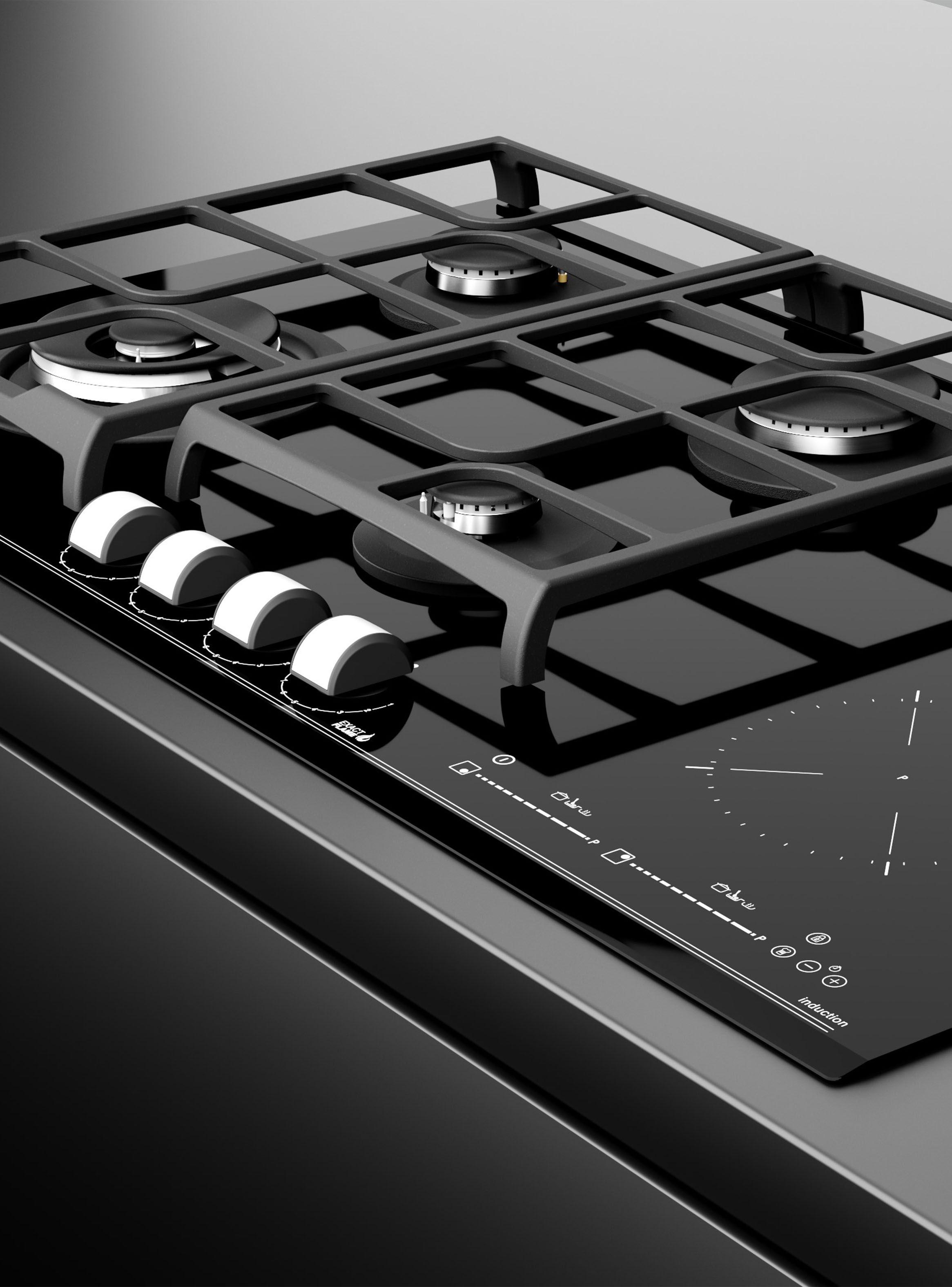 Encimera Cristal Gas + Inducción 6 Quemadores JZC 96342 BBB BK-4