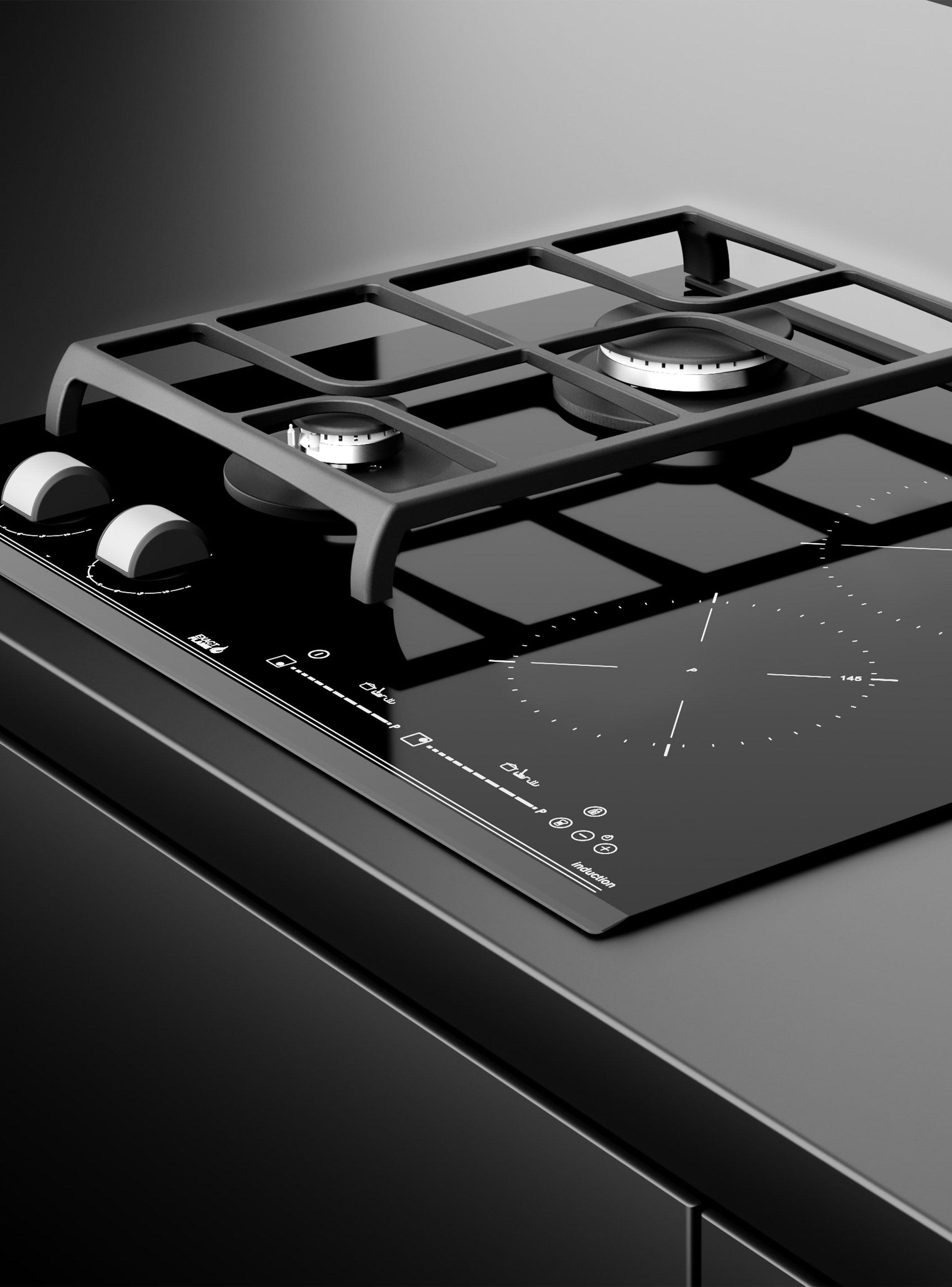 Encimera Cristal Gas + Inducción 4 Quemadores JZC 64322 ABB BK-4