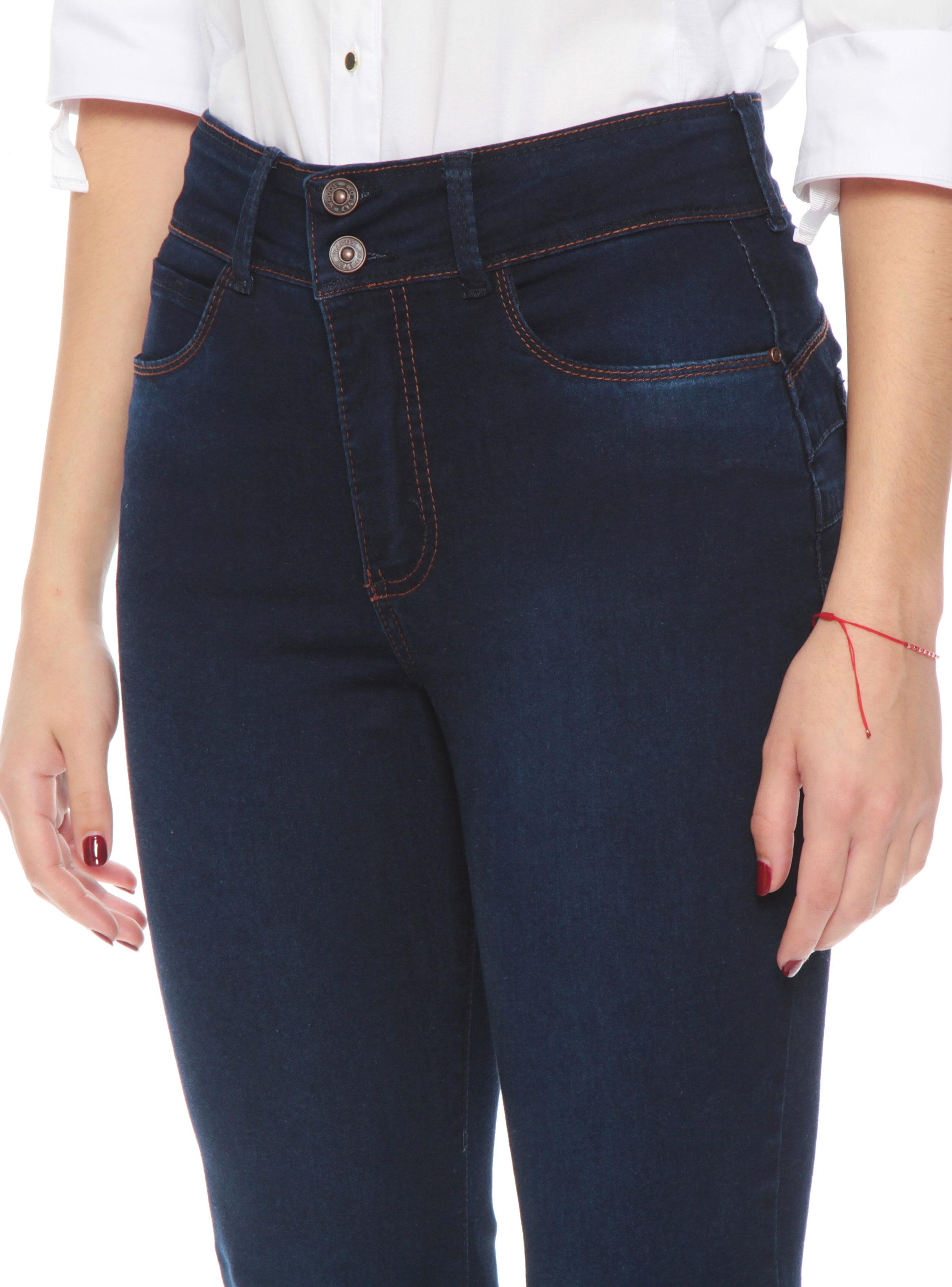 Jeans Recto Slim Tiro Alto con Pretina 2 Botones-2