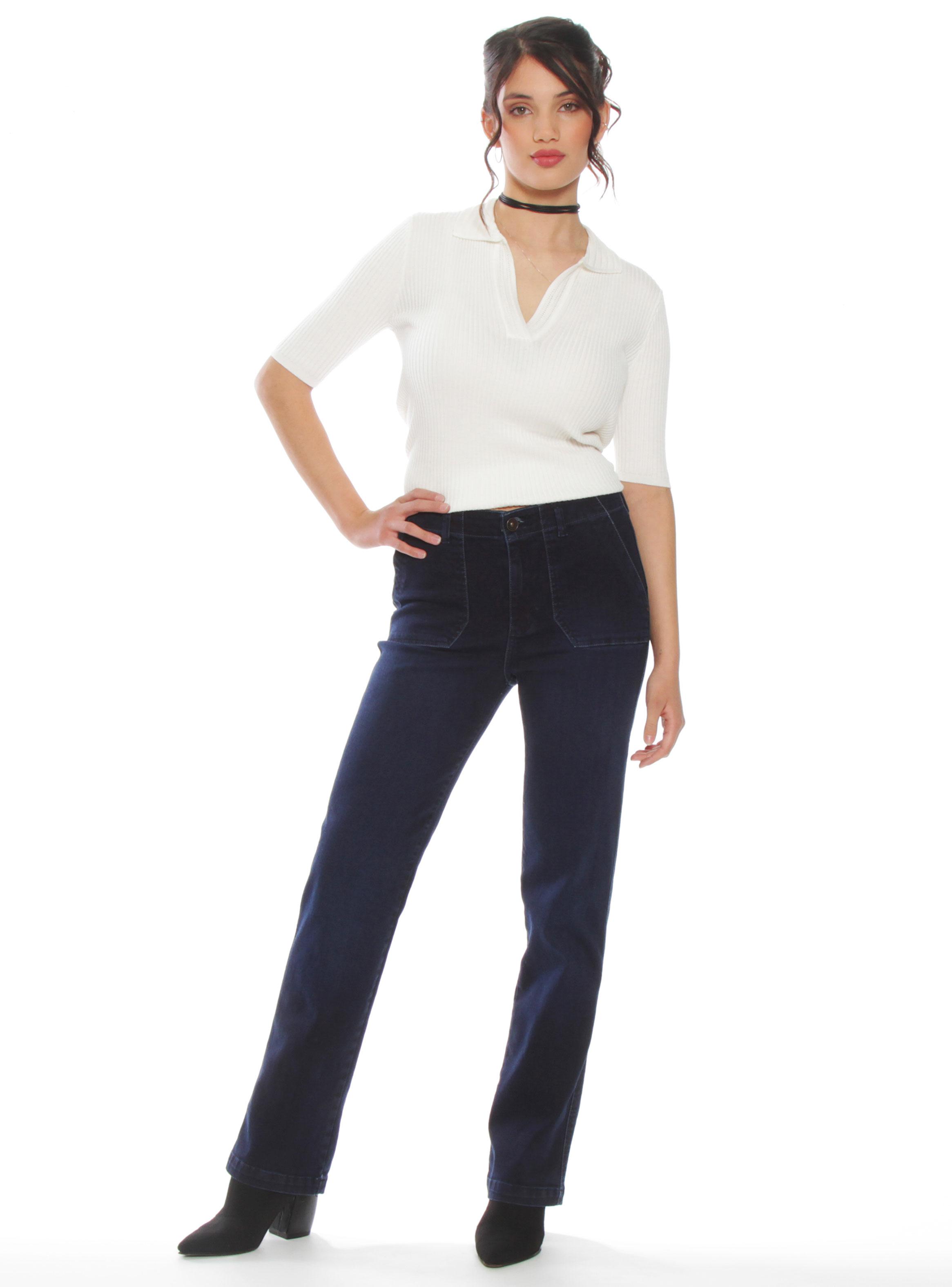 Jeans Recto Cargo de Tiro Alto J5334-3