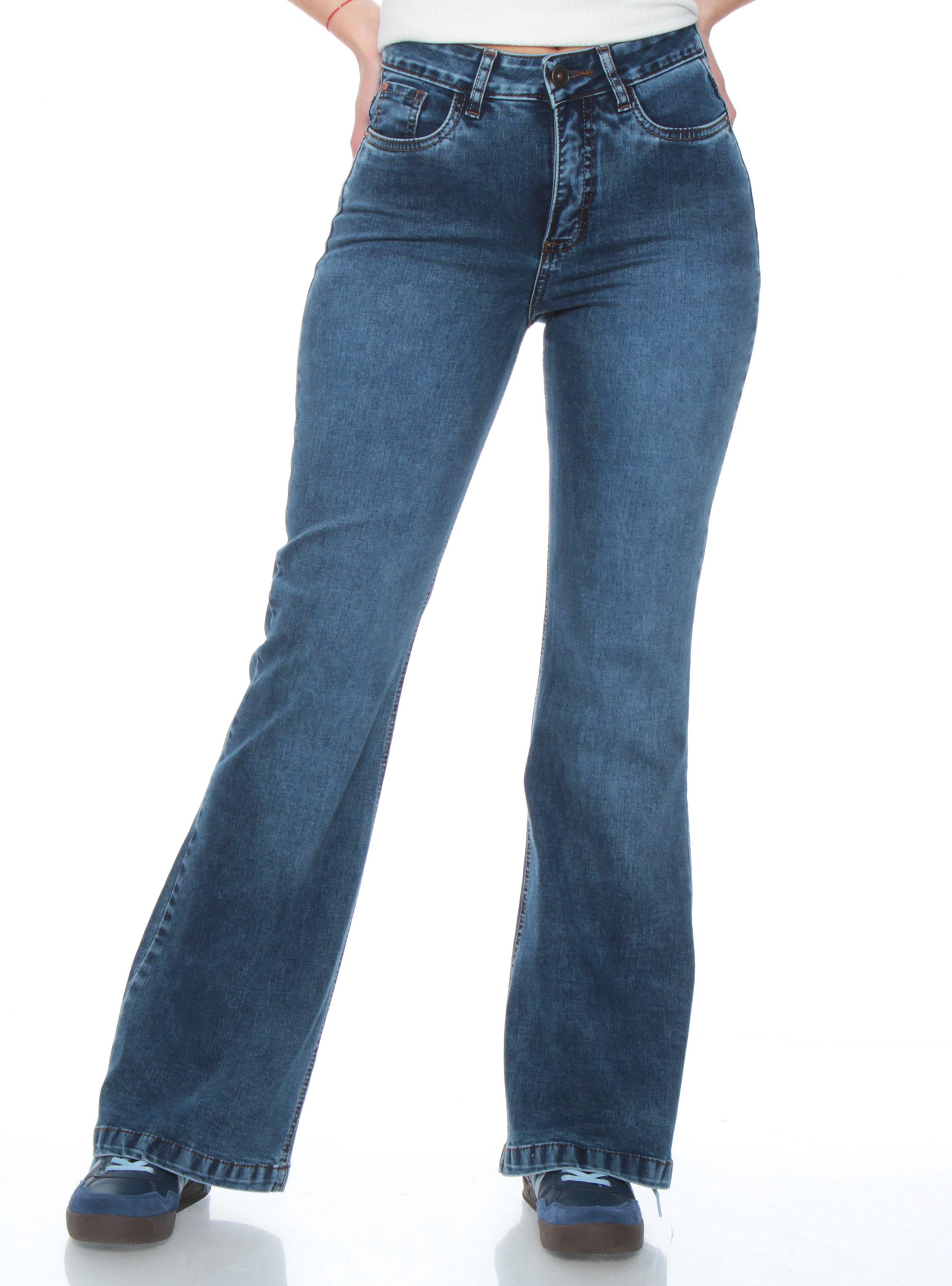 Jeans Estilo Flare Tiro Medio -0