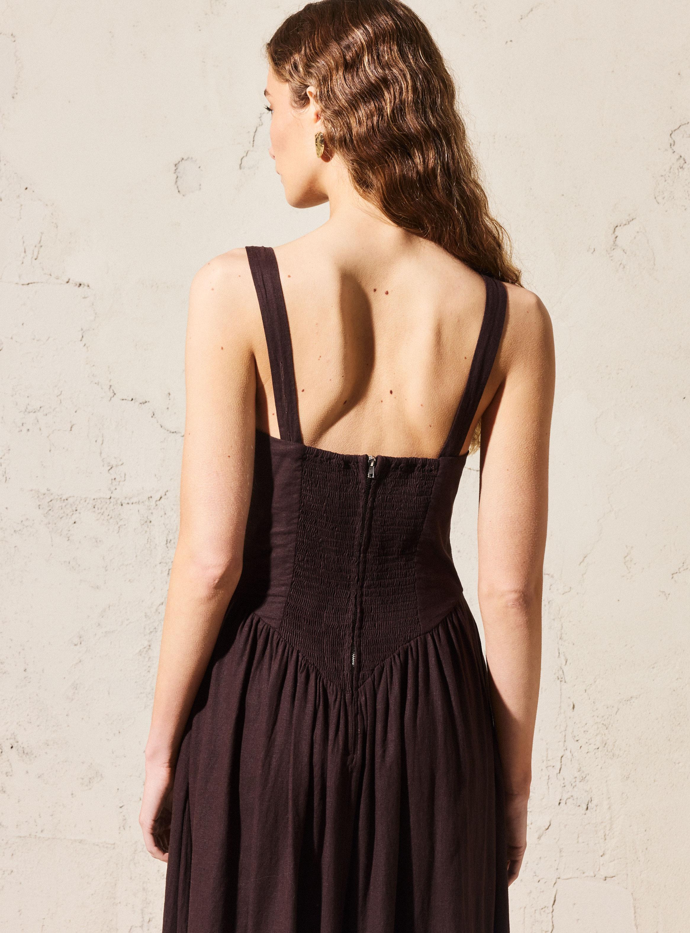 Vestido Drapeado con Faldón Evasé Colección María Pombo-3