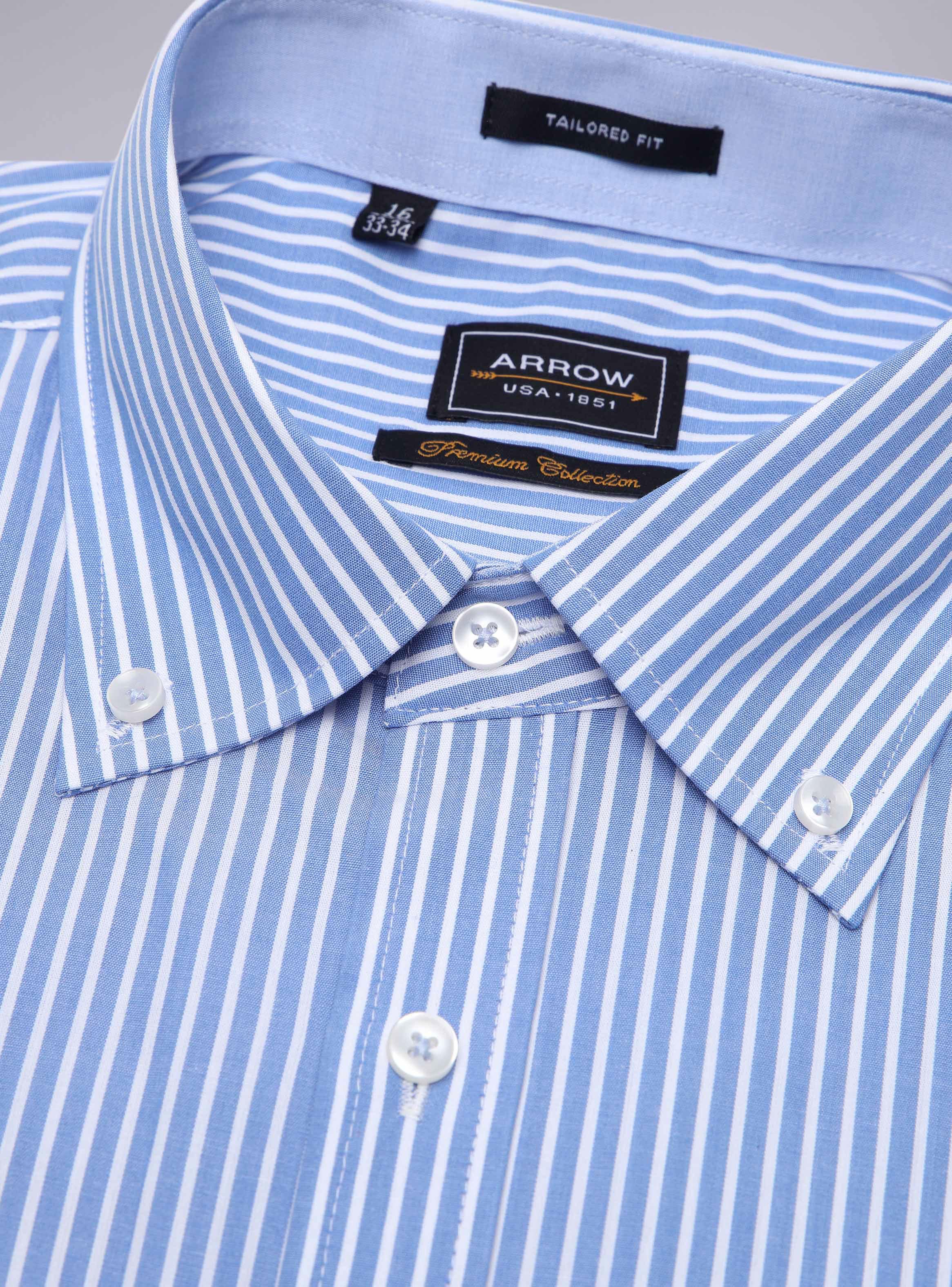 Camisa Formal Print  a Rayas  Color Azul Ml-3