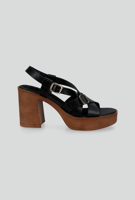 Sandalia Taco Plataforma con Hebillas Mujer-4