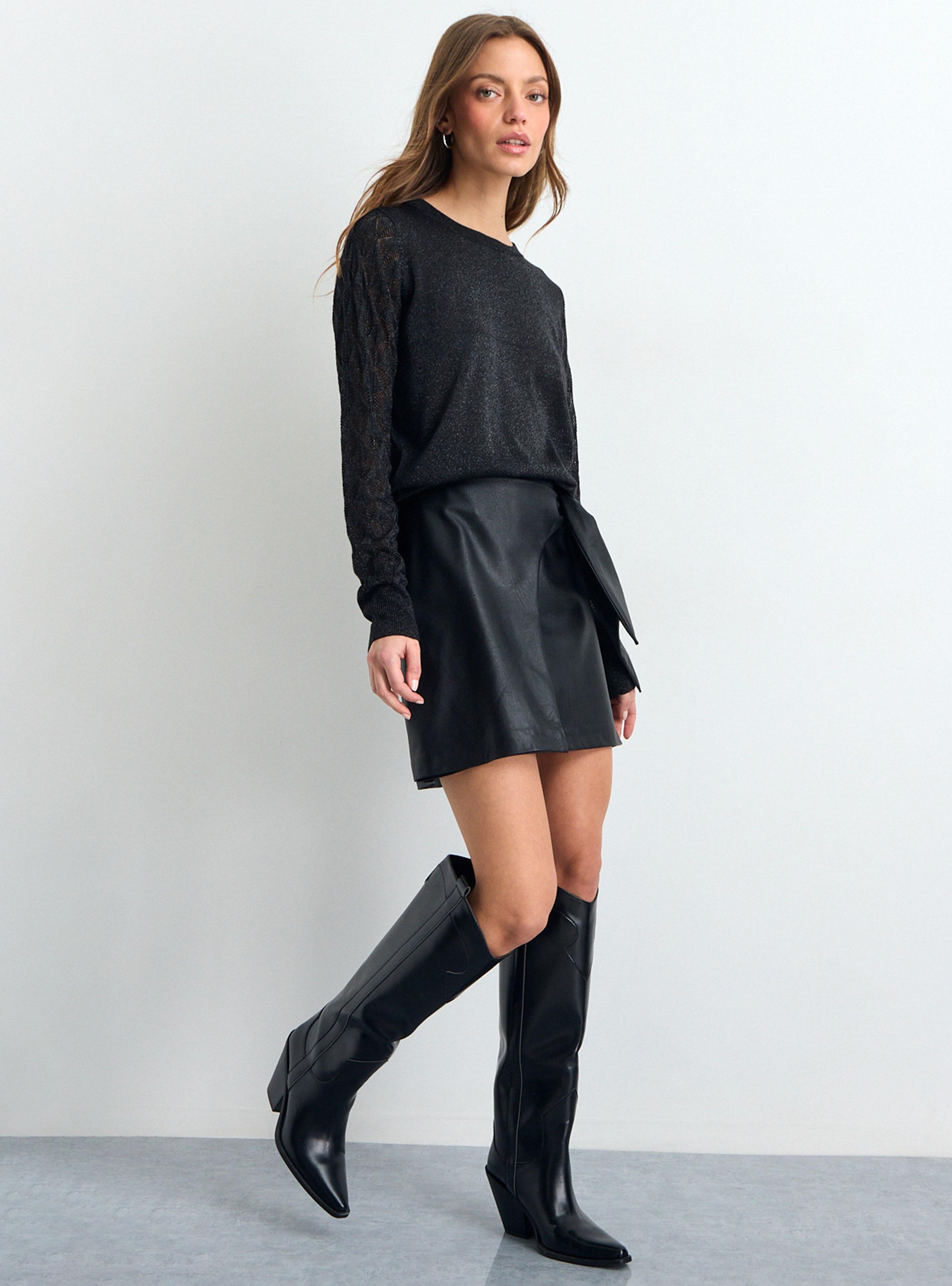Sweater Liso con Textura Black-3