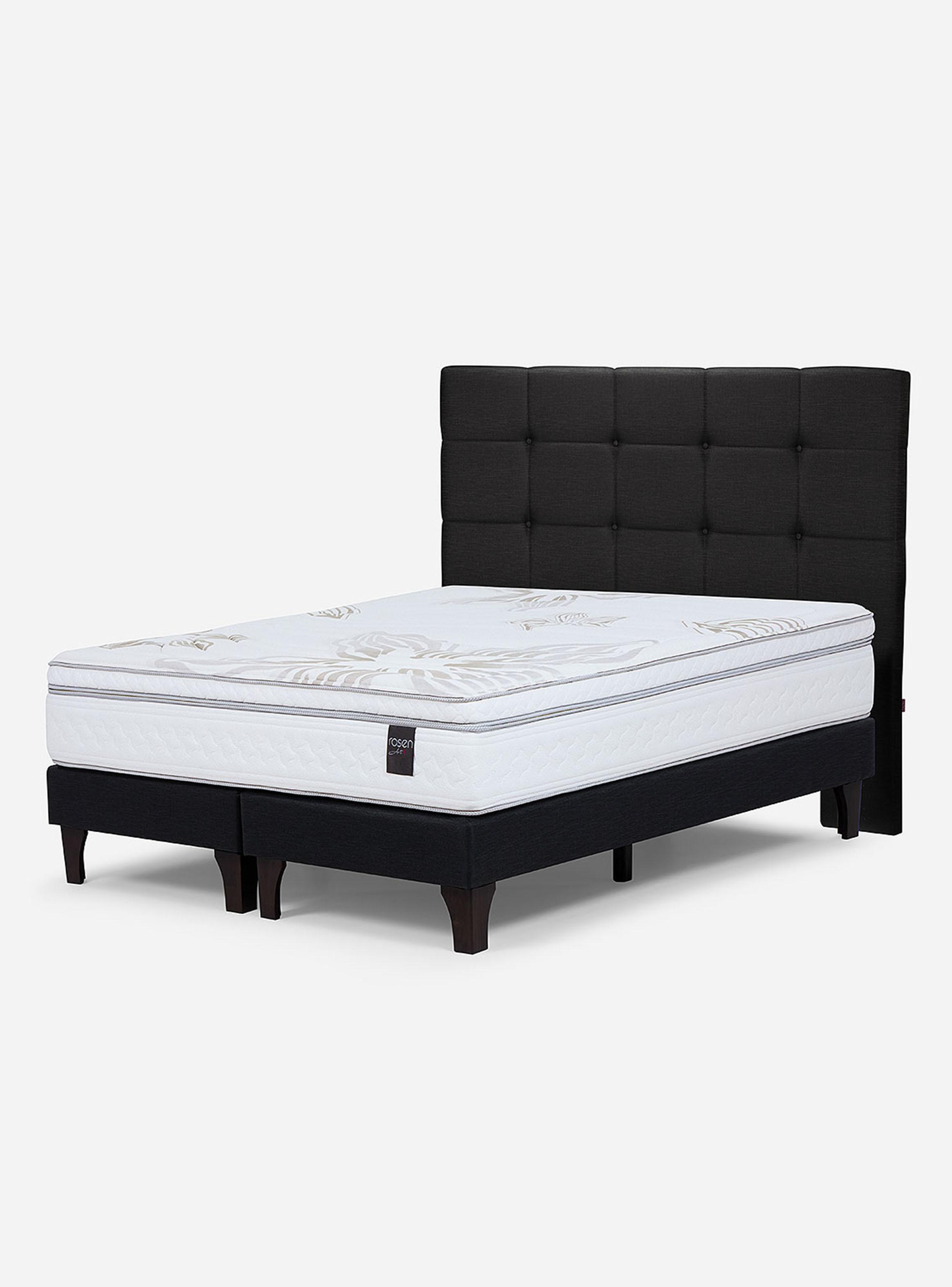 Cama Europea 2 Plazas Art 4 Base dividida + Respaldo Issey Grafito-0