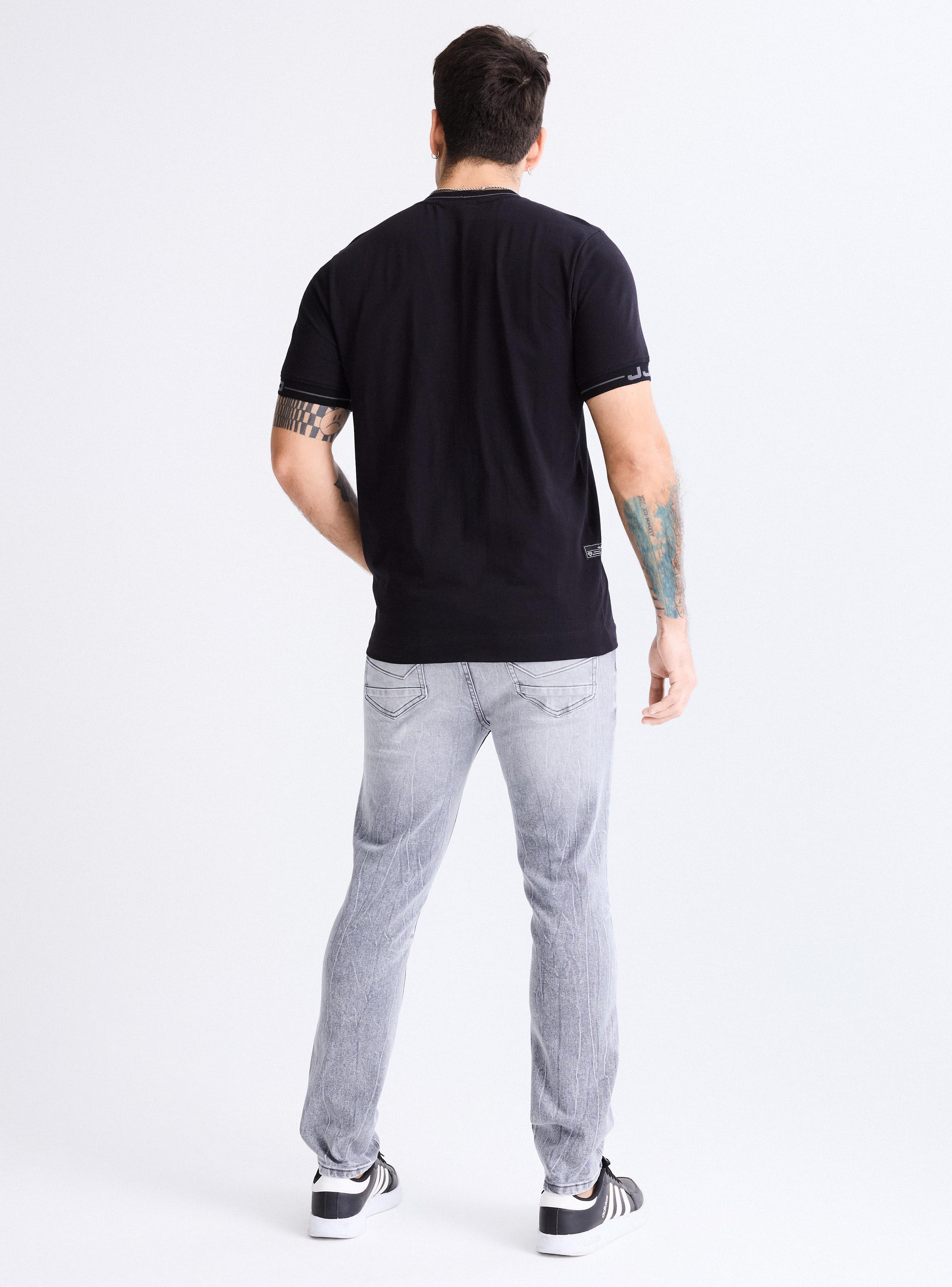 Jeans Gravillado Cracquelado con Roturas Skinny Fit-5