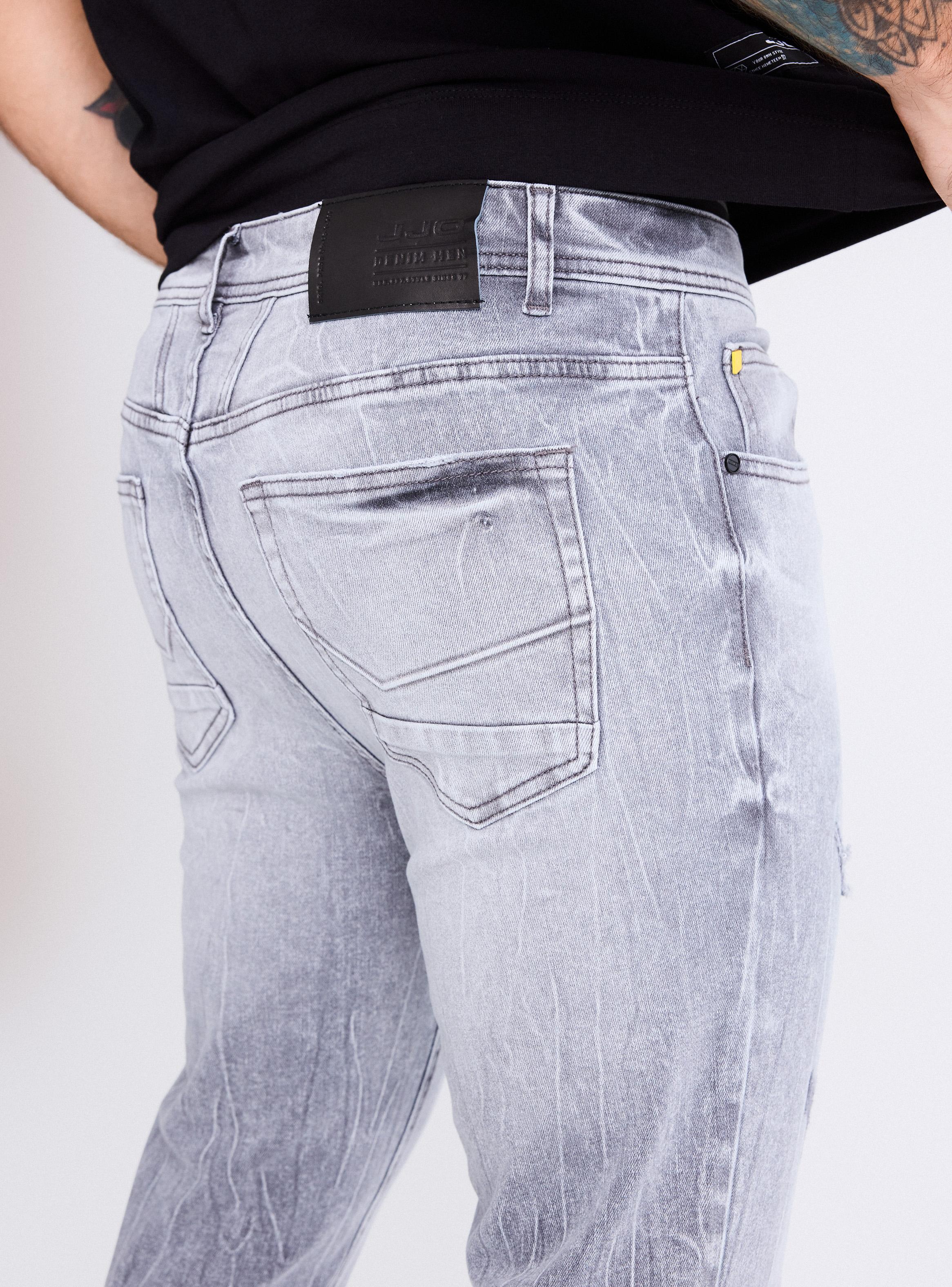 Jeans Gravillado Cracquelado con Roturas Skinny Fit-3