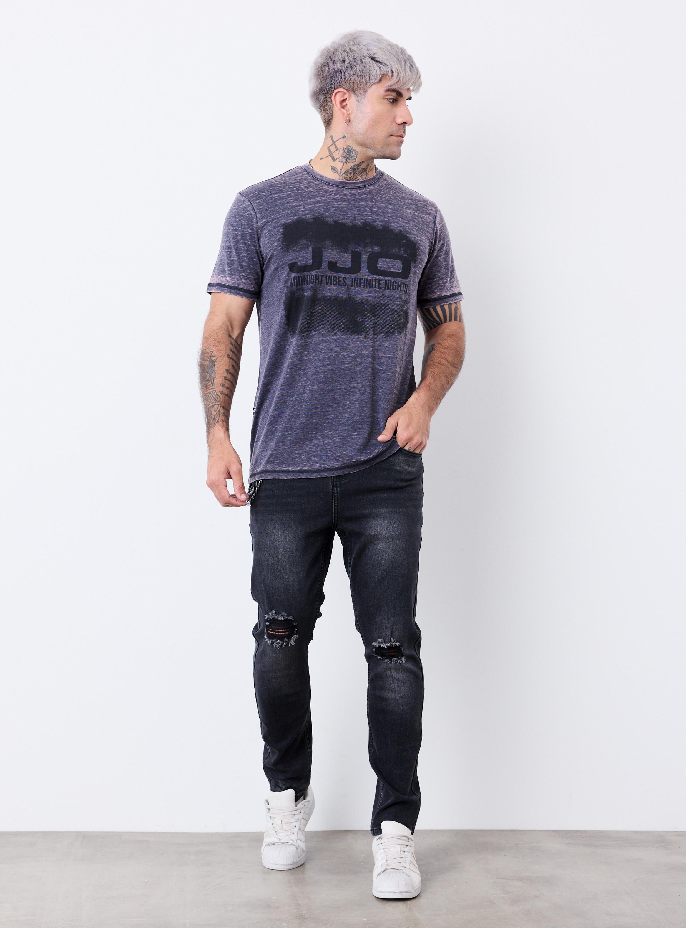 Jeans Tapered con Roturas y Cadena-4