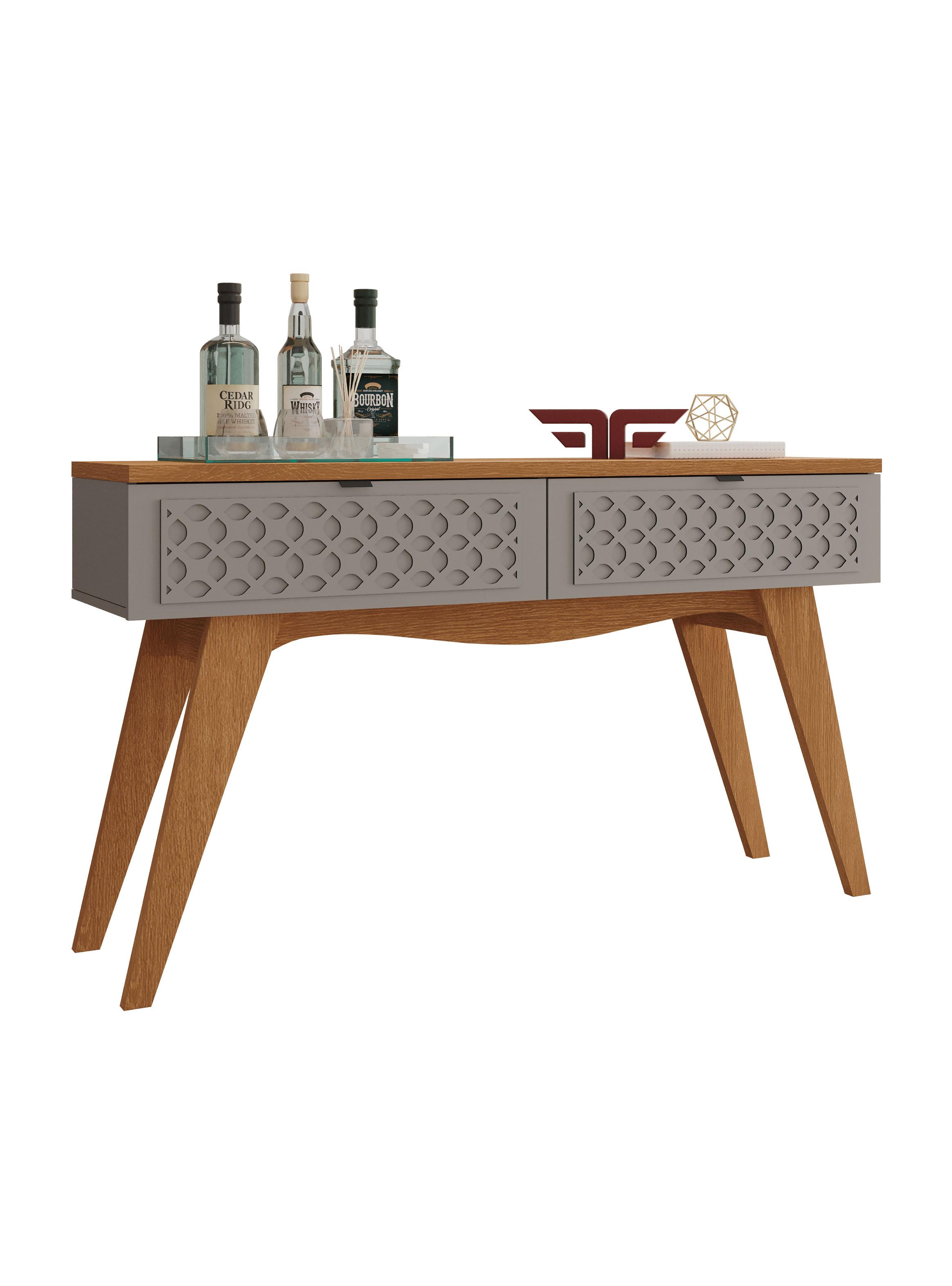 Mesa de Arrimo Isis Gris 2 Cajones-2