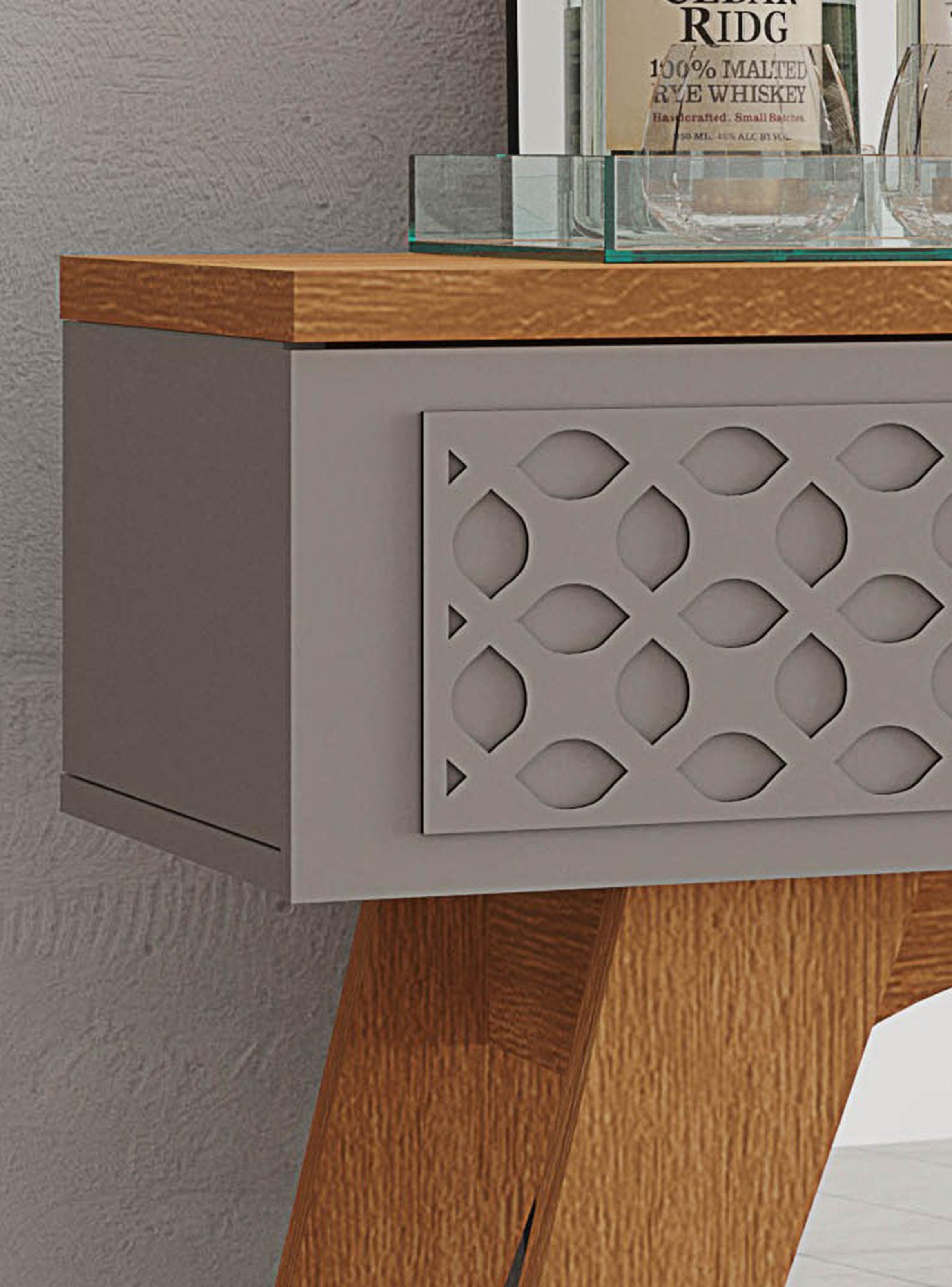 Mesa de Arrimo Isis Gris 2 Cajones-5