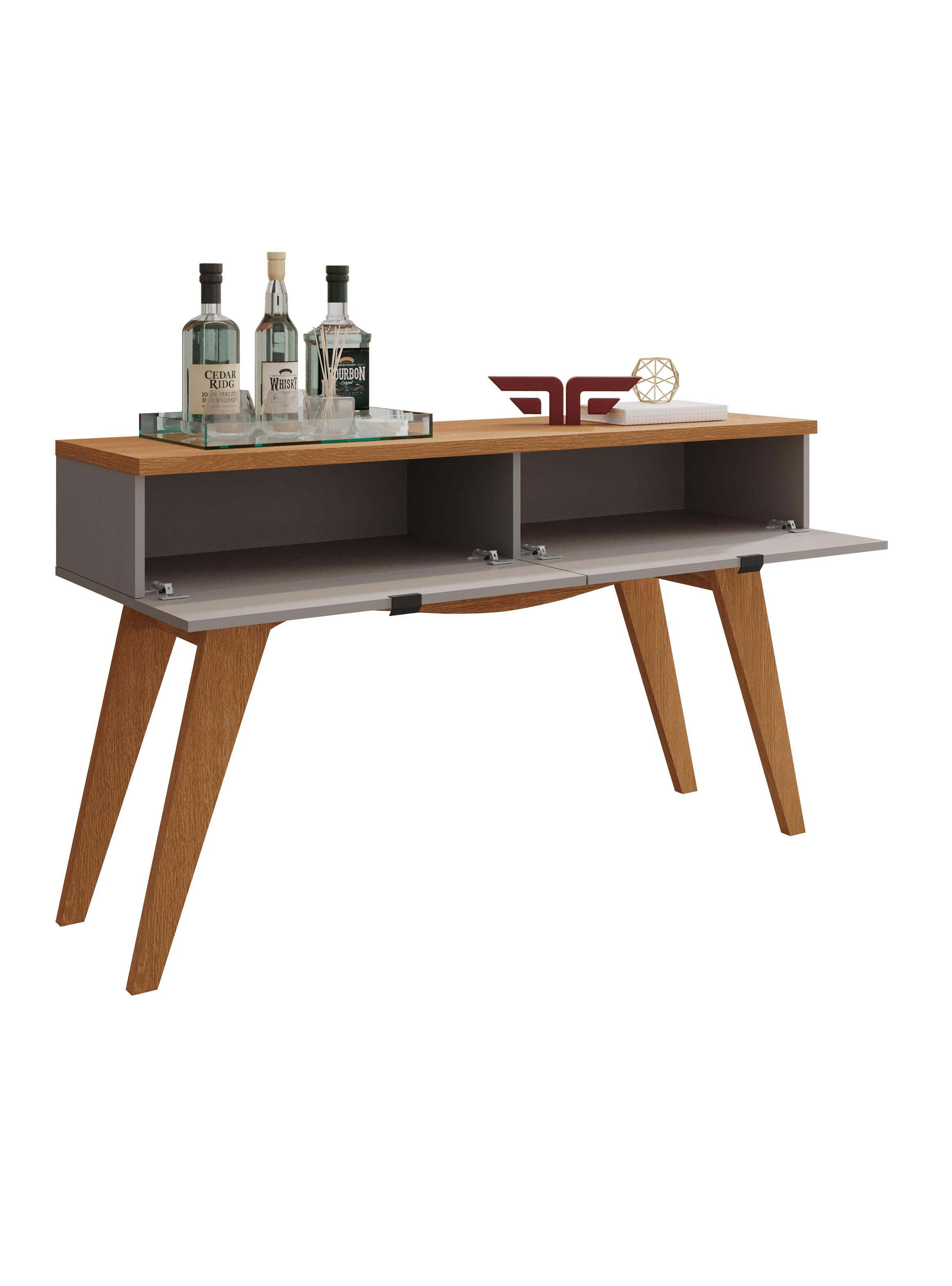 Mesa de Arrimo Isis Gris 2 Cajones-3