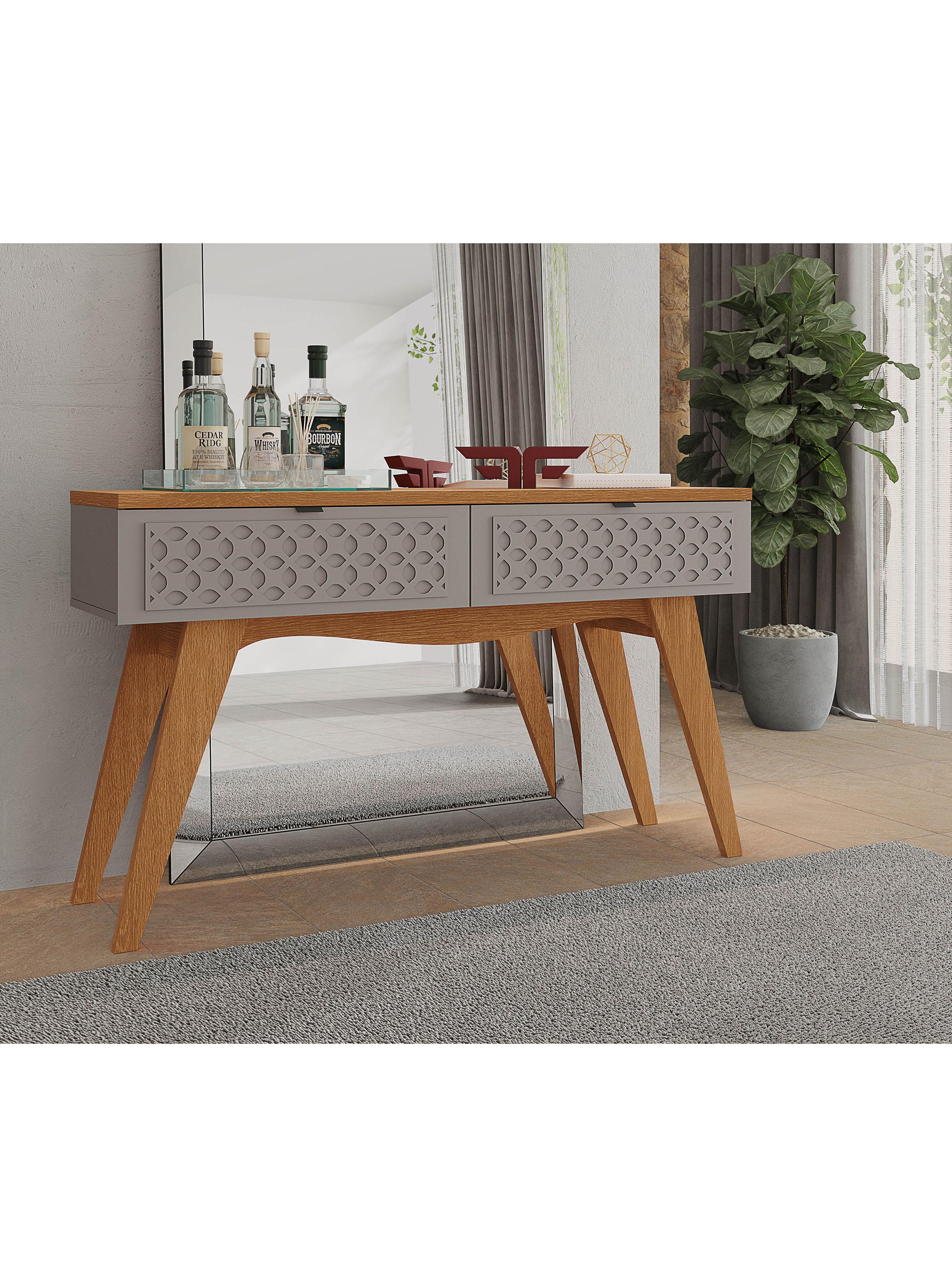 Mesa de Arrimo Isis Gris 2 Cajones-4