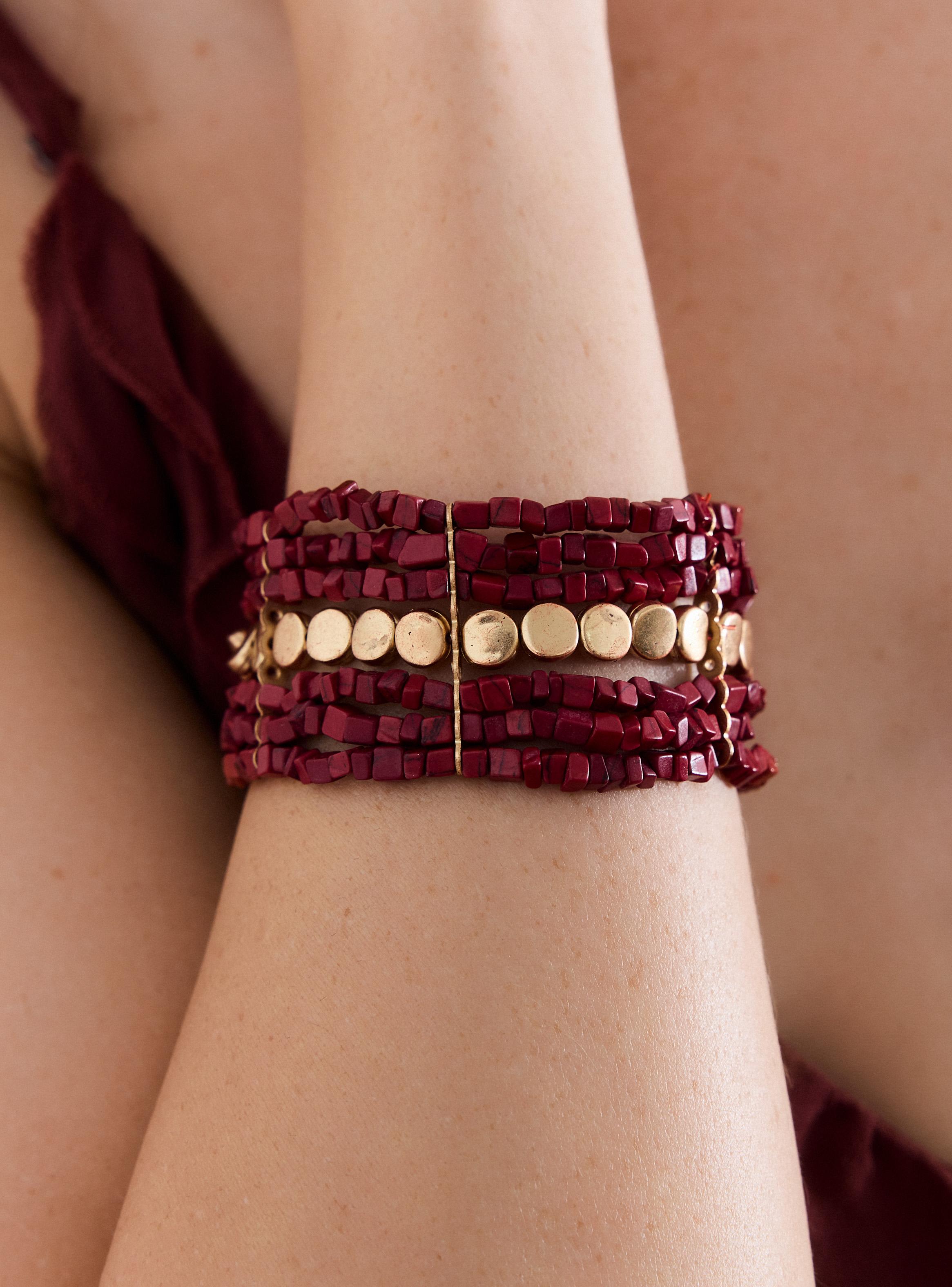 Pulsera 5 Corridas Mostacillas y Piedras-3