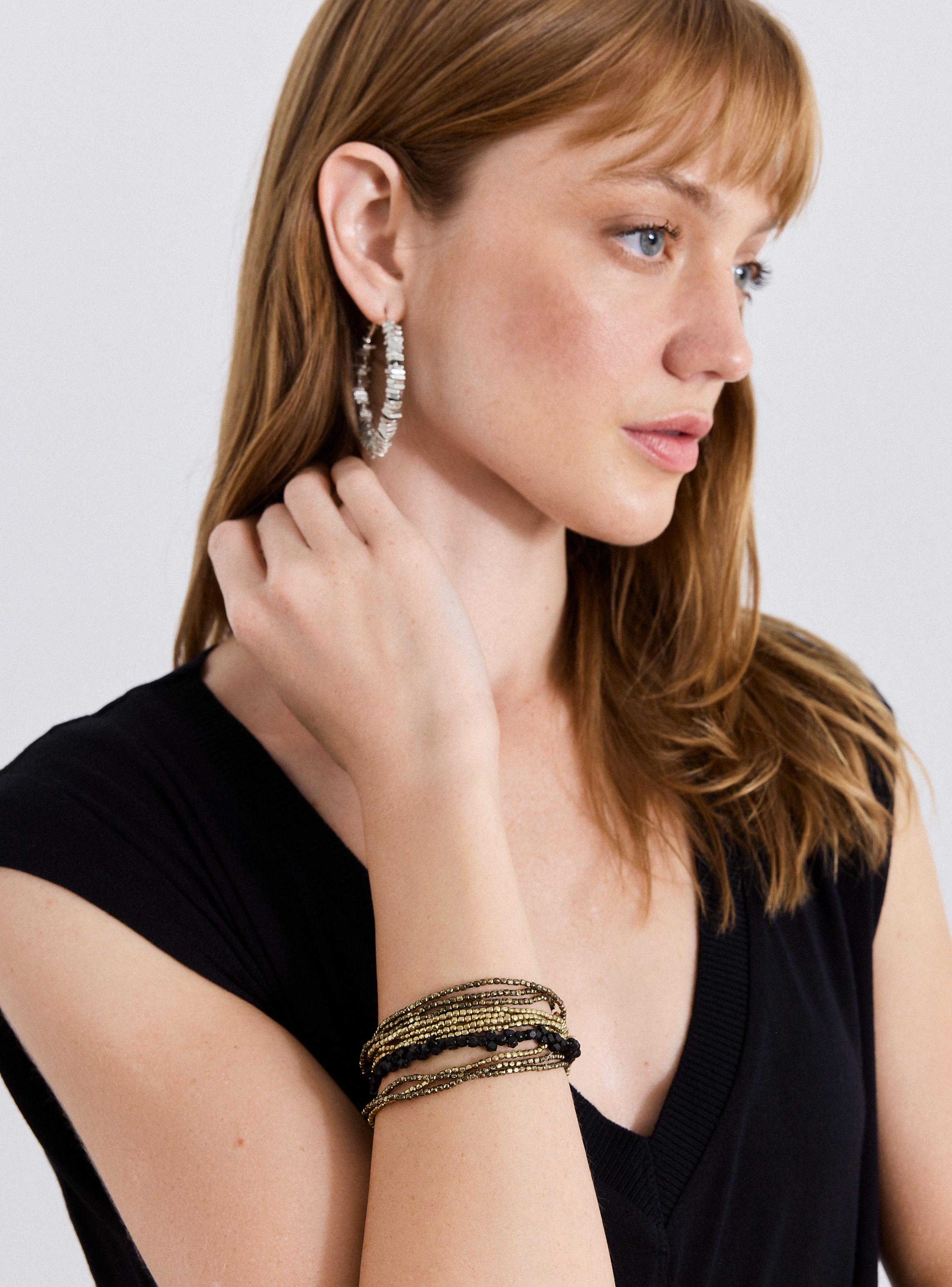 Pulsera Mix Piedras y Mostacilla Metálica-2