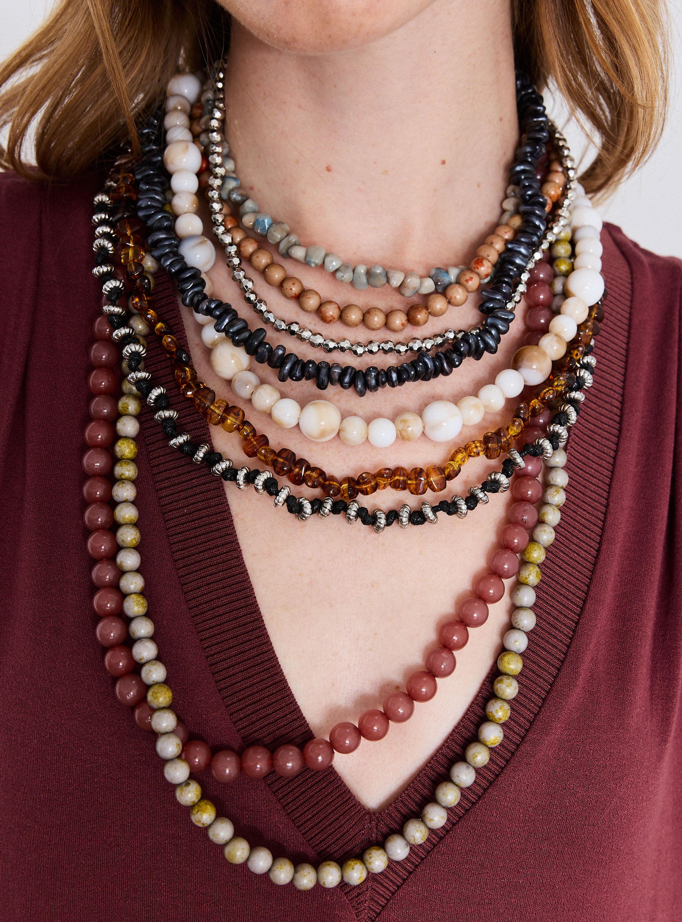 Collar 9 Corridas Mostacillas y Piedras Multicolor-3