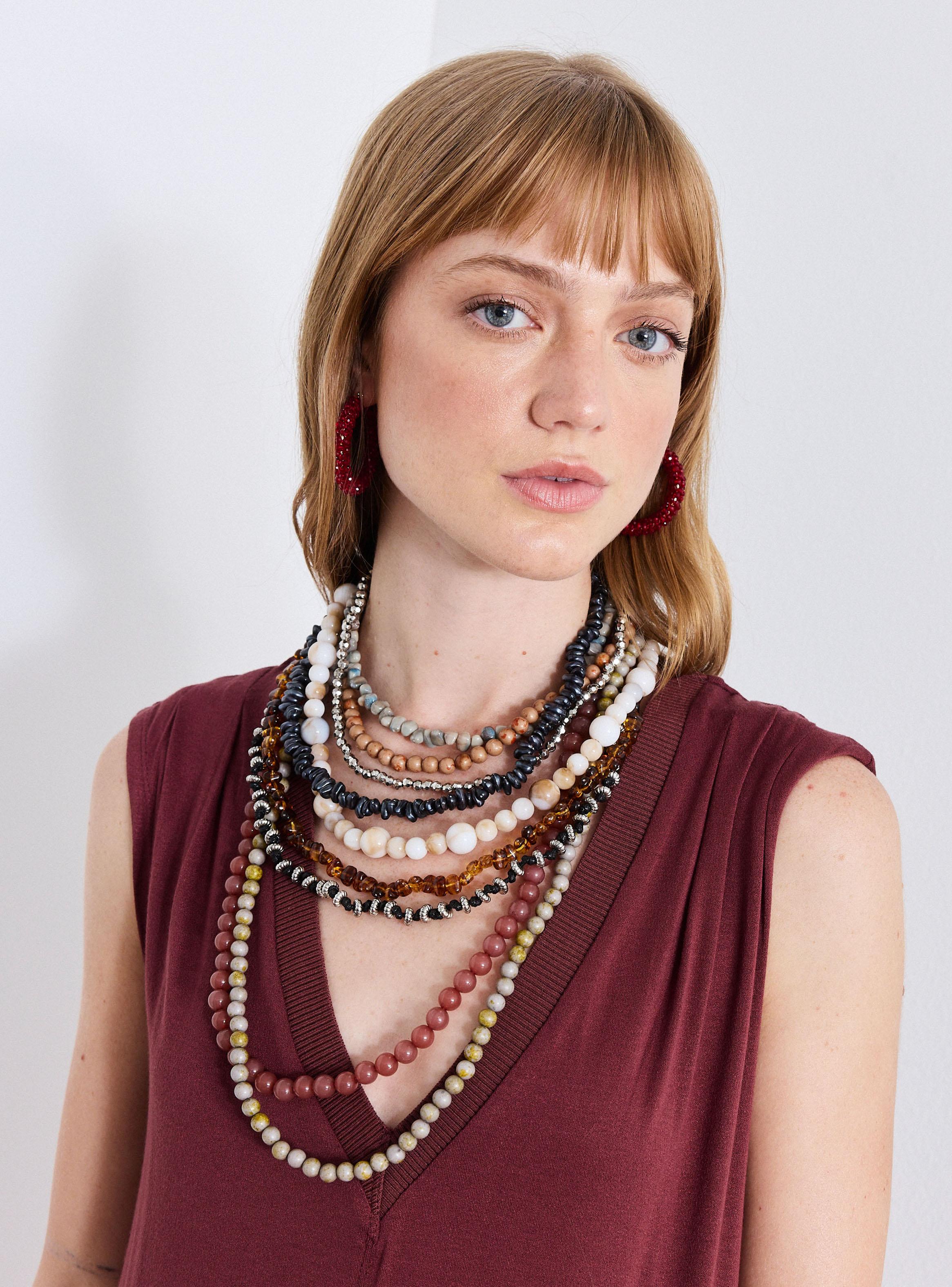 Collar 9 Corridas Mostacillas y Piedras Multicolor-2