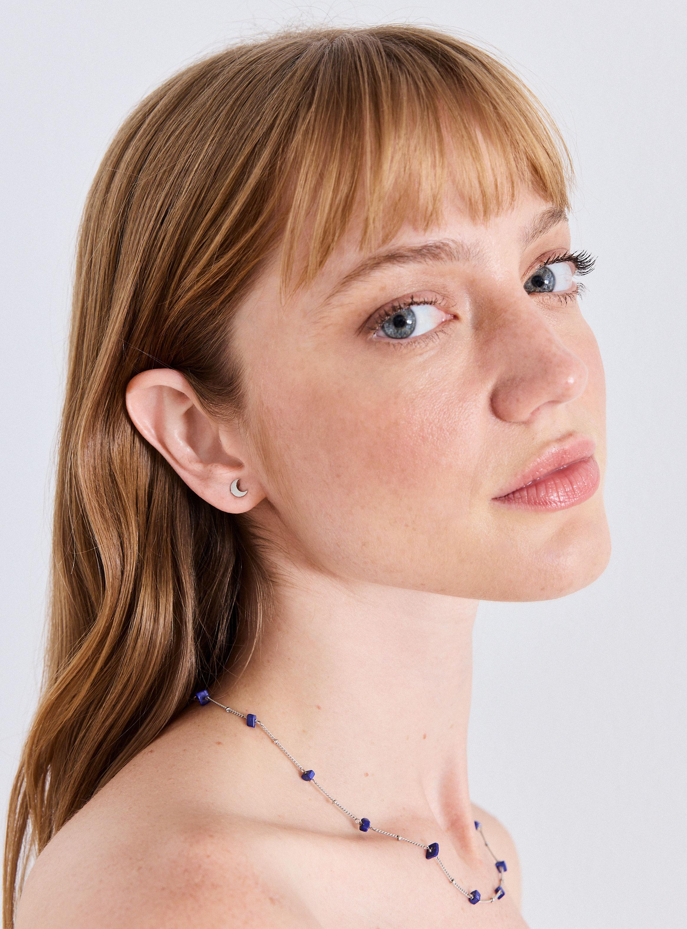 Set Collar y Aros Luna Plata-2