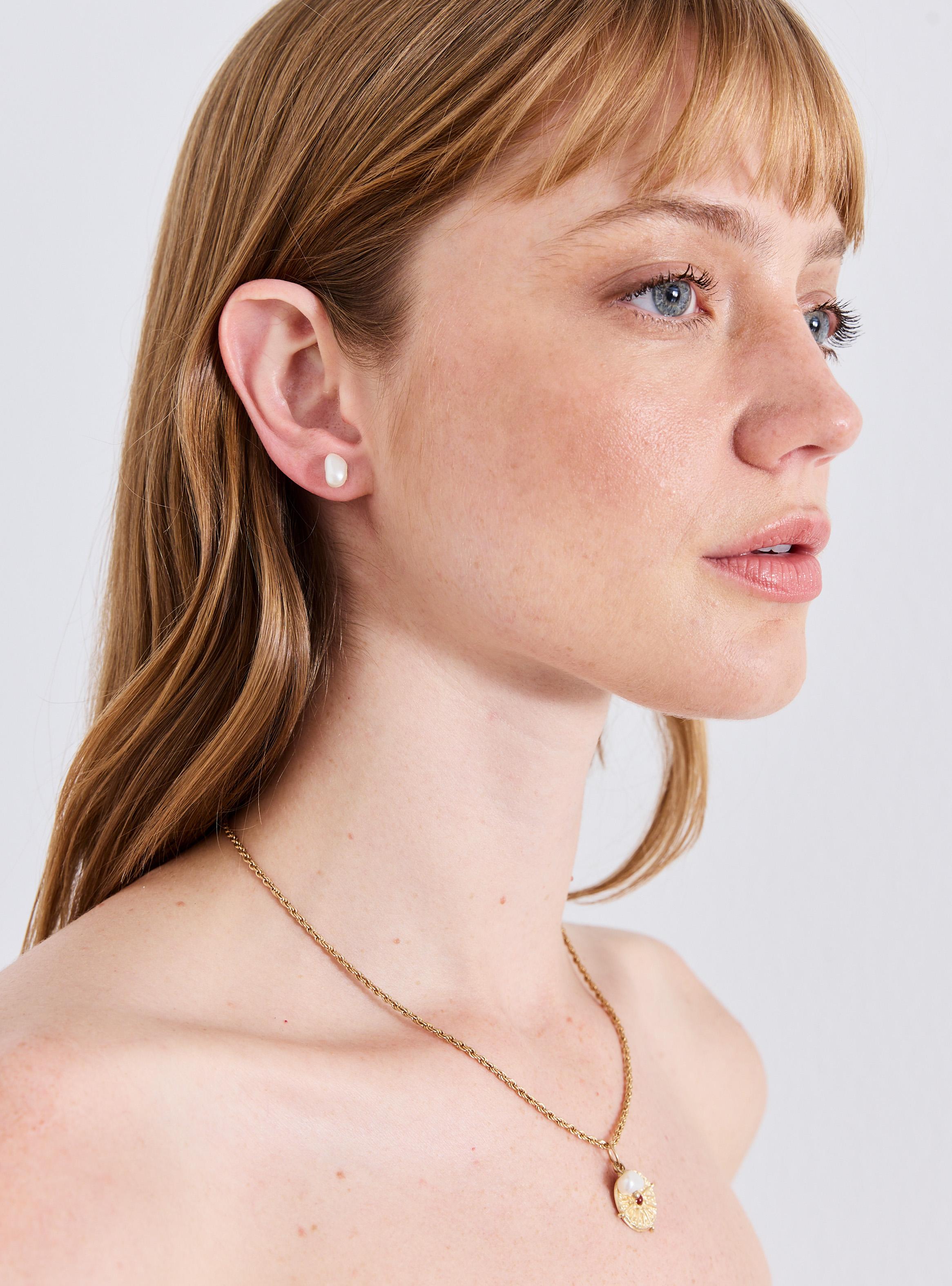 Set Collar y Aros Perla Dorado con Dije-2