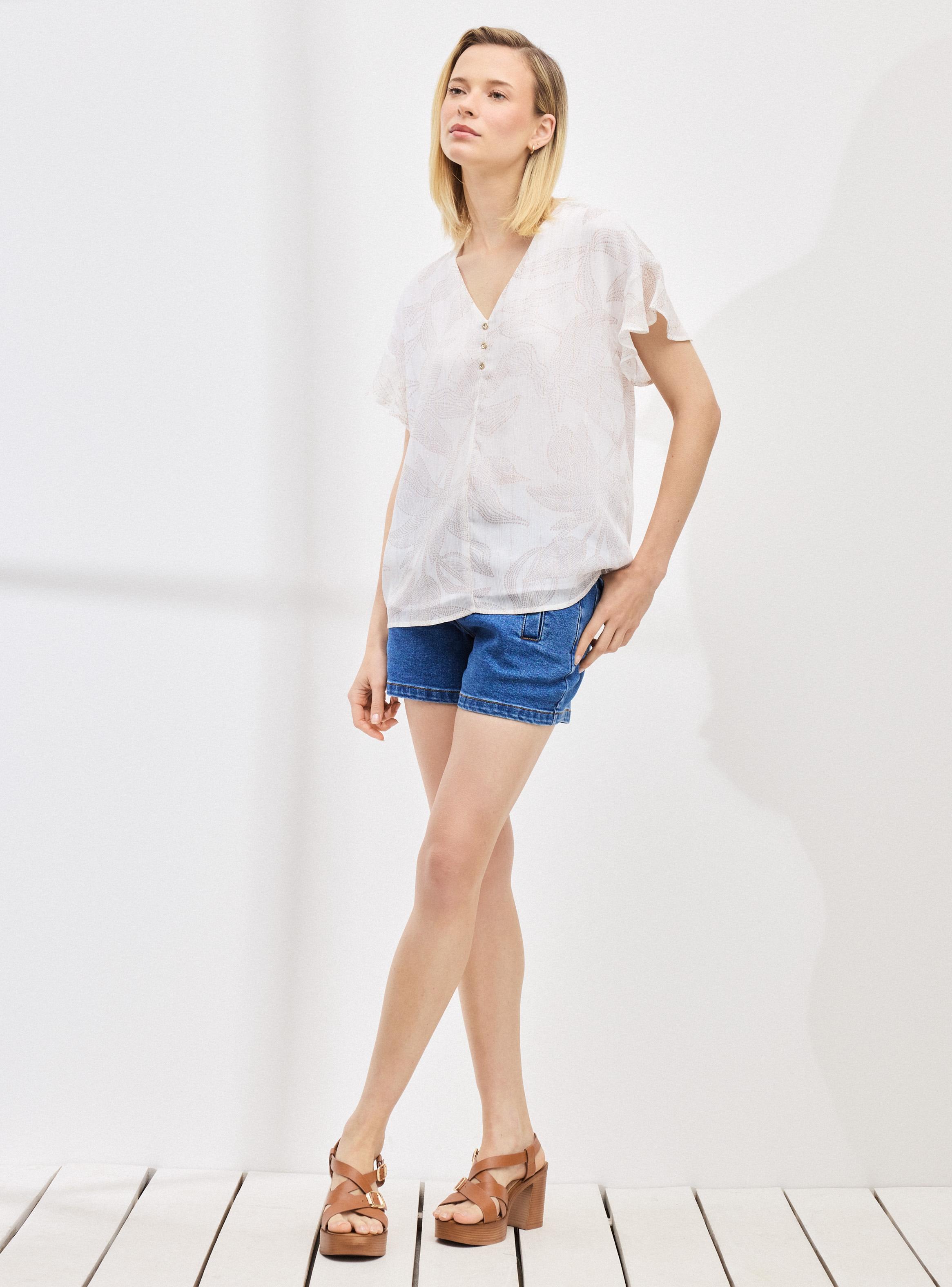 Blusa Fluida Estampada con Hilos de Lurex-4