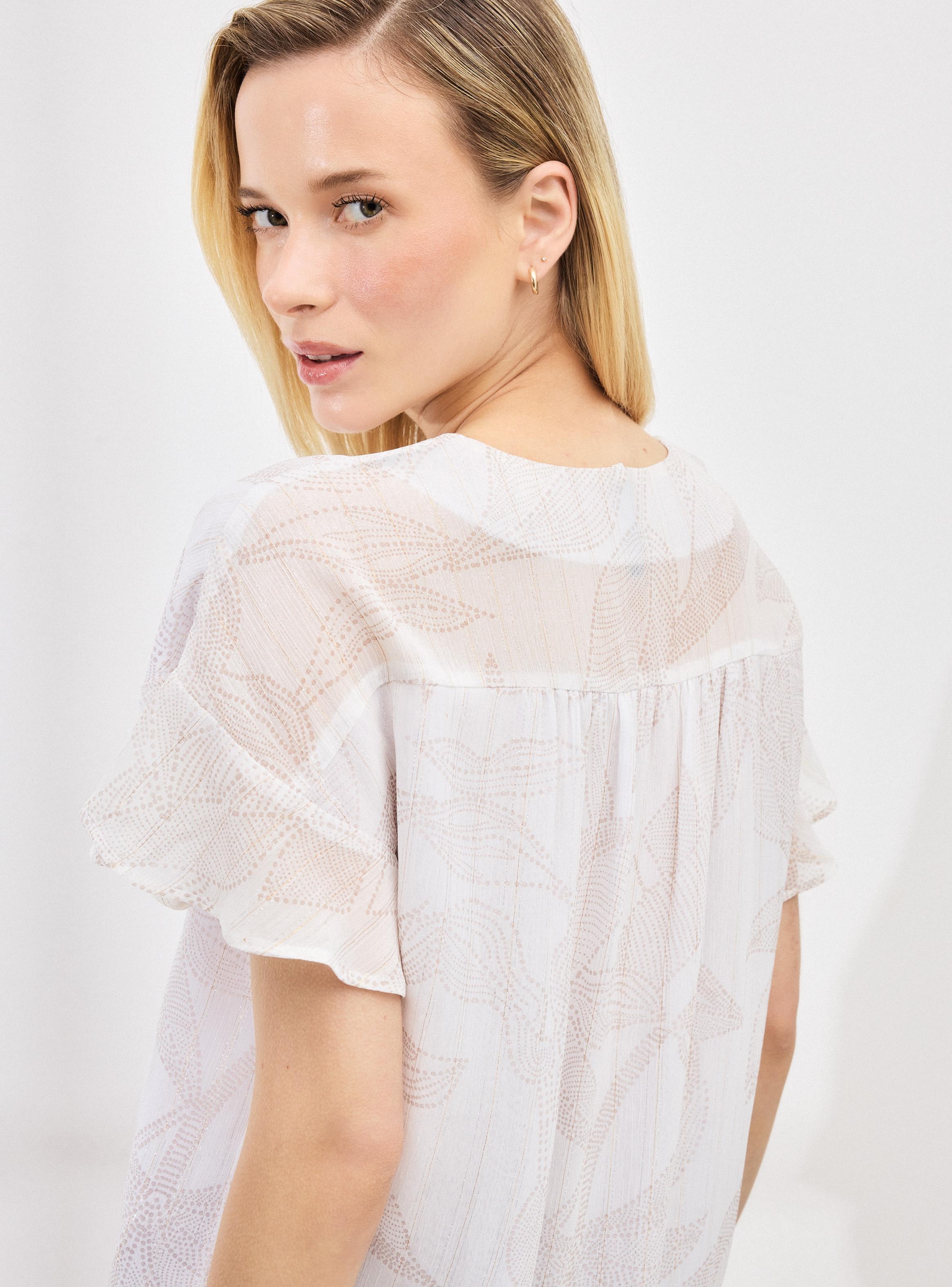 Blusa Fluida Estampada con Hilos de Lurex-3