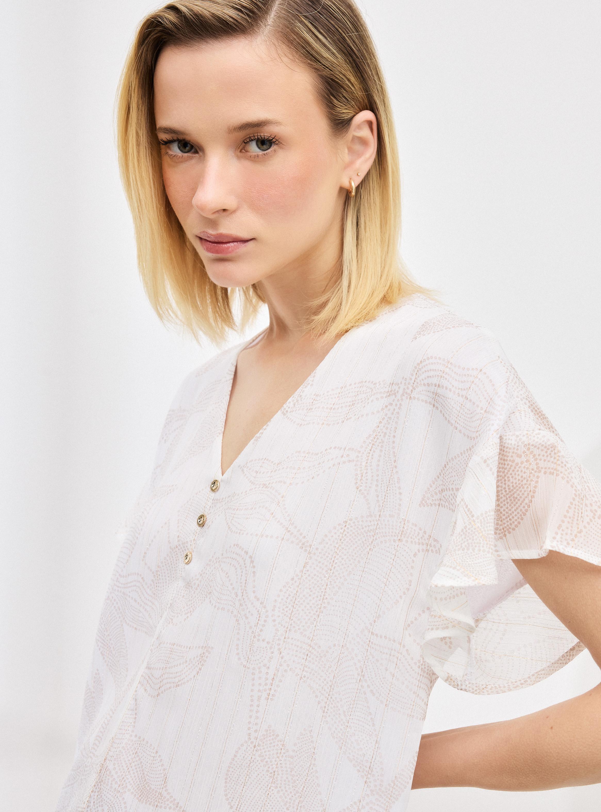 Blusa Fluida Estampada con Hilos de Lurex-2
