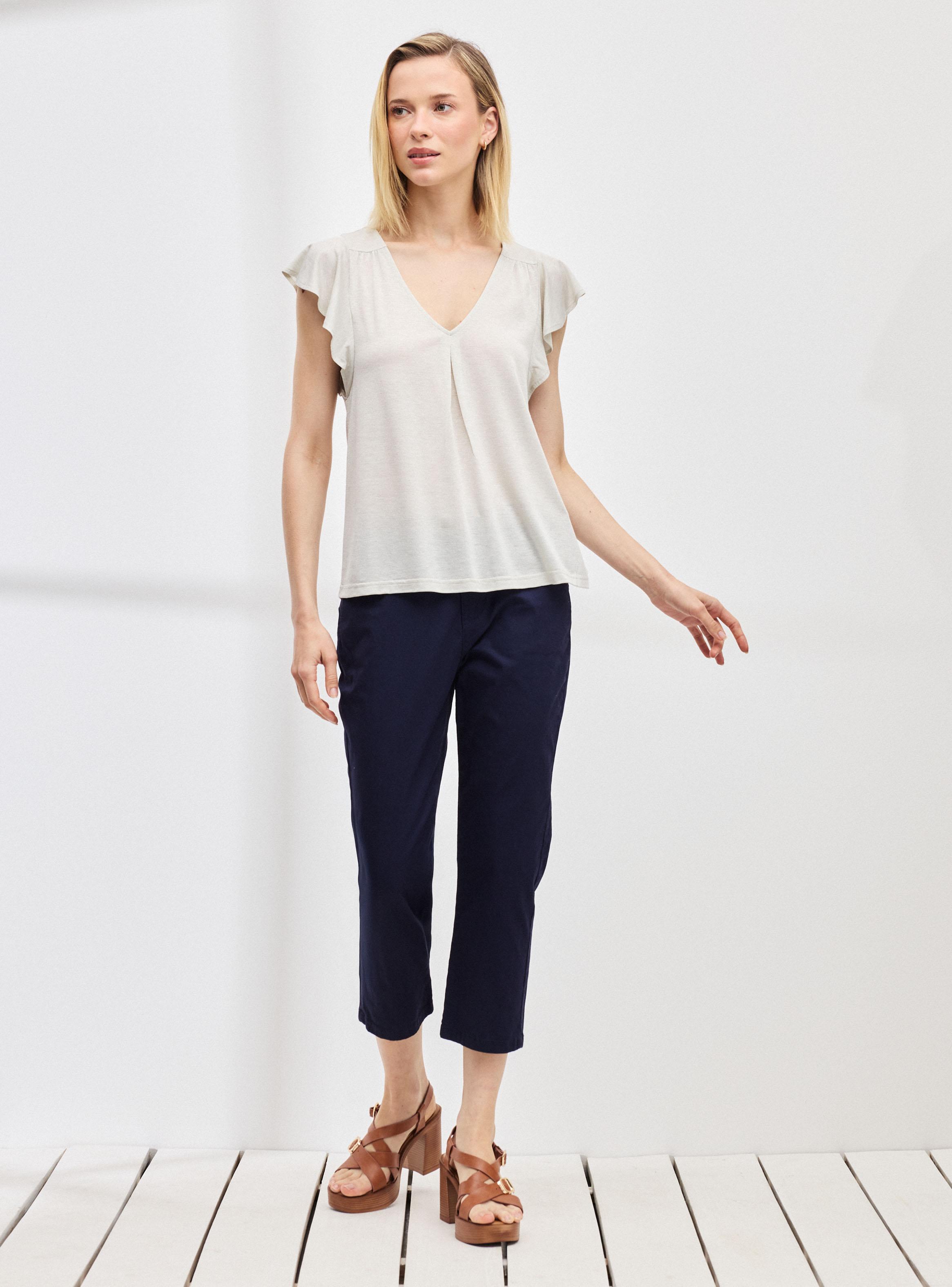 Polera Manga de Vuelo con Pinza Central-4