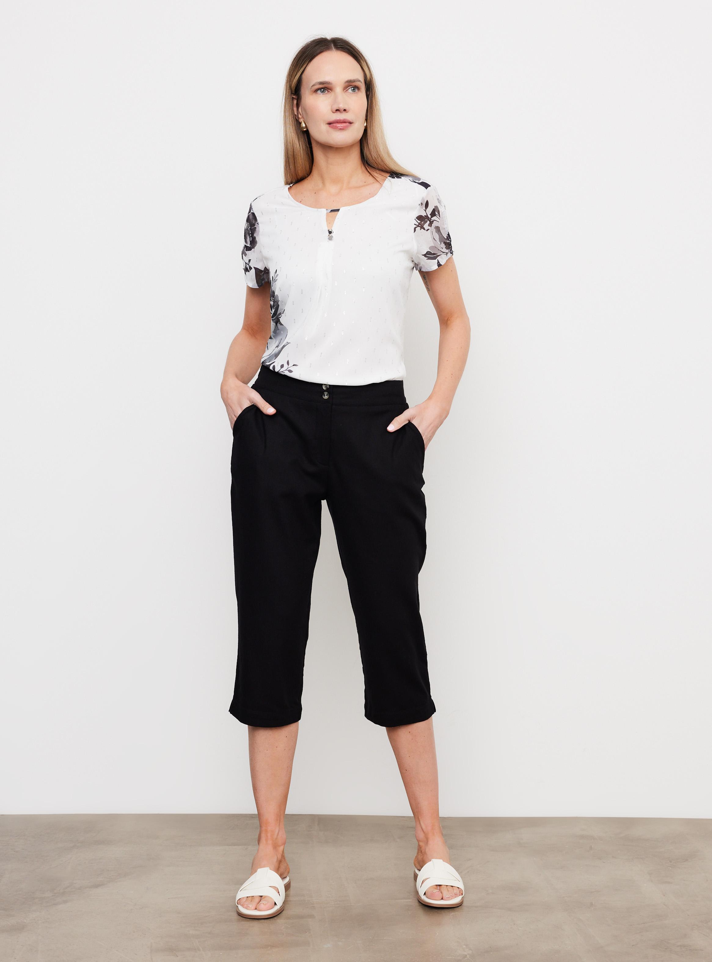 Pantalón Capri de Lino Estampado-4