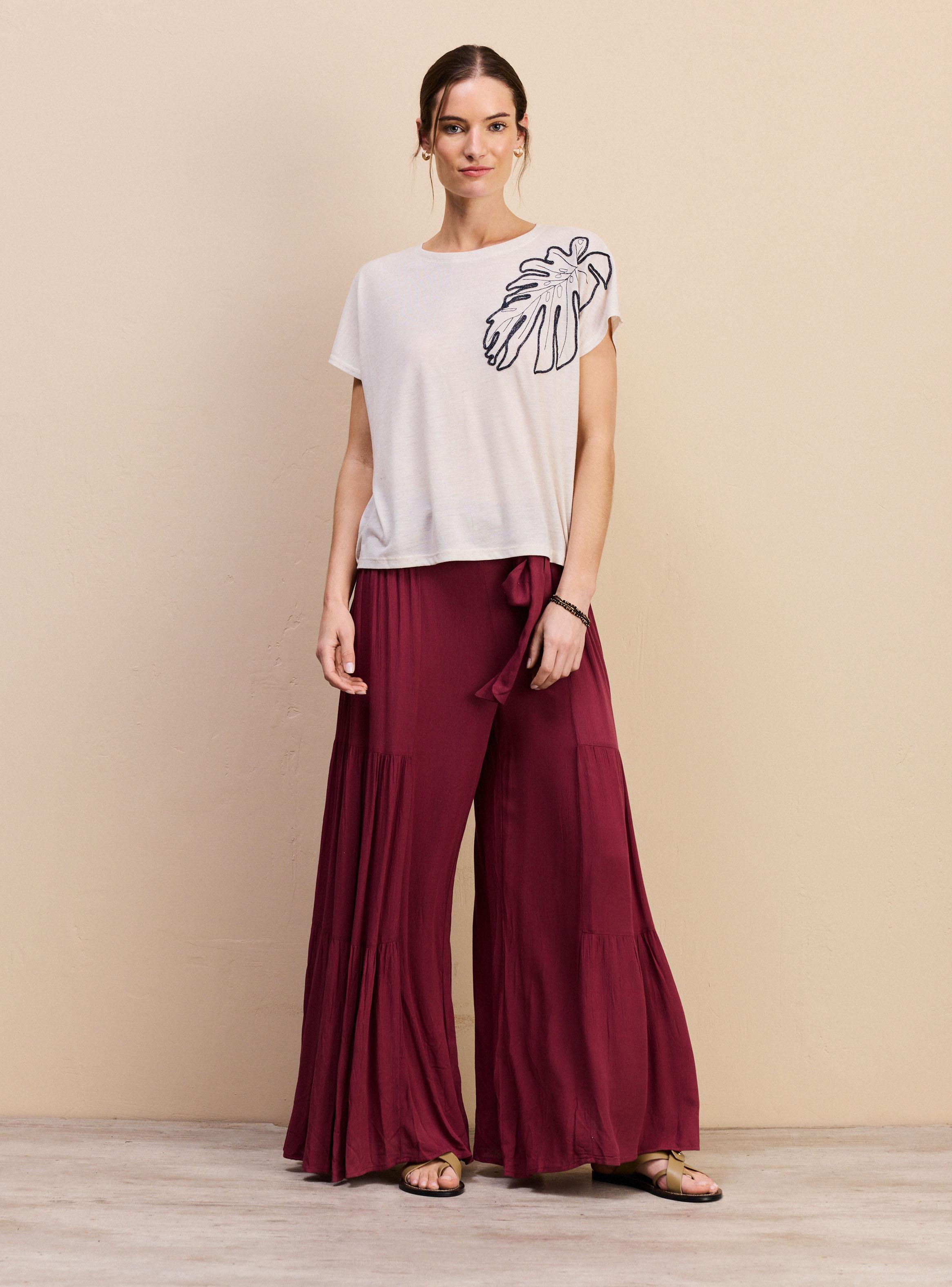 Polera de Tela Jaspeada con Bordado-4