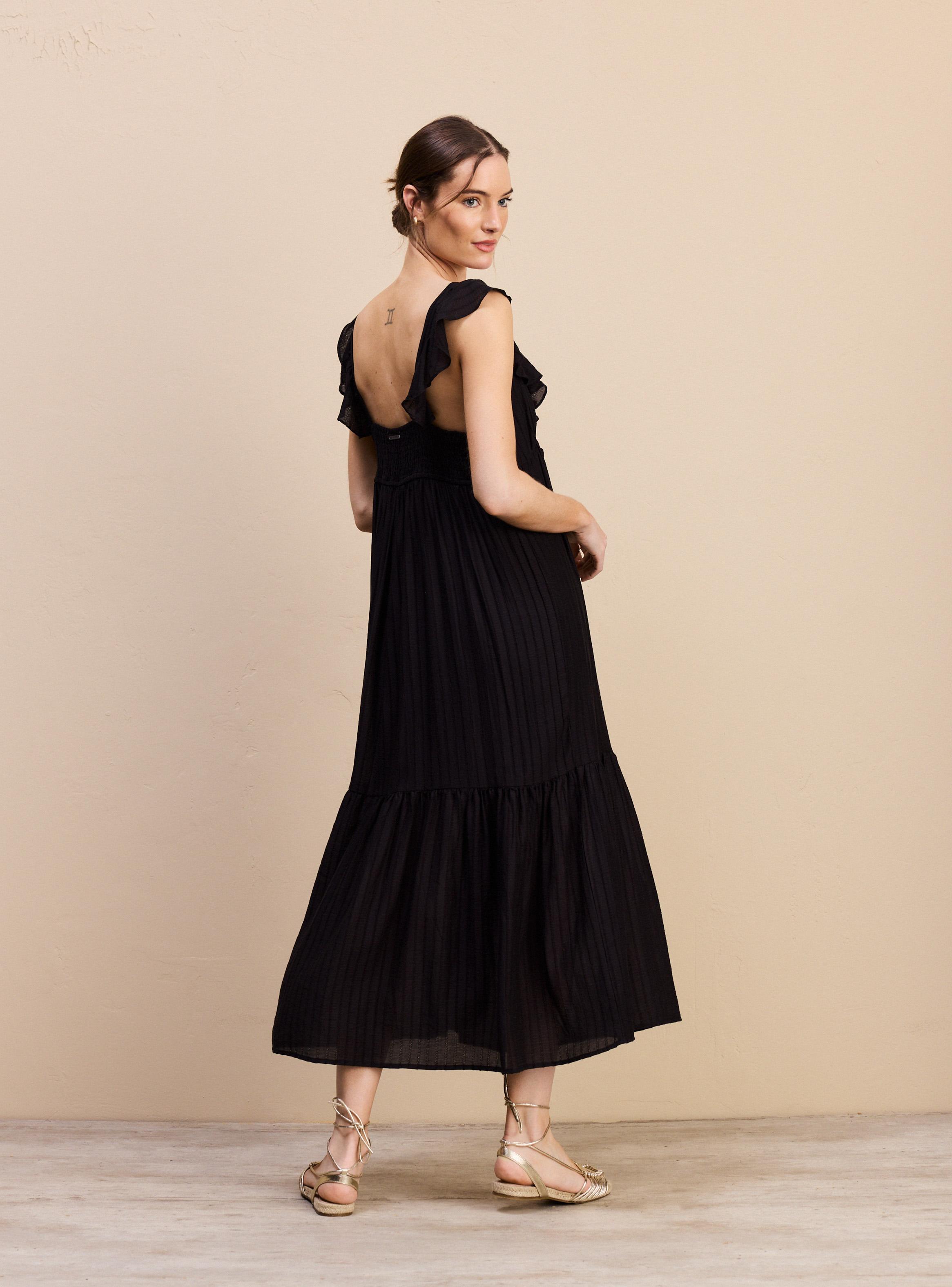 Vestido con Textura Vuelo en Mangas-5