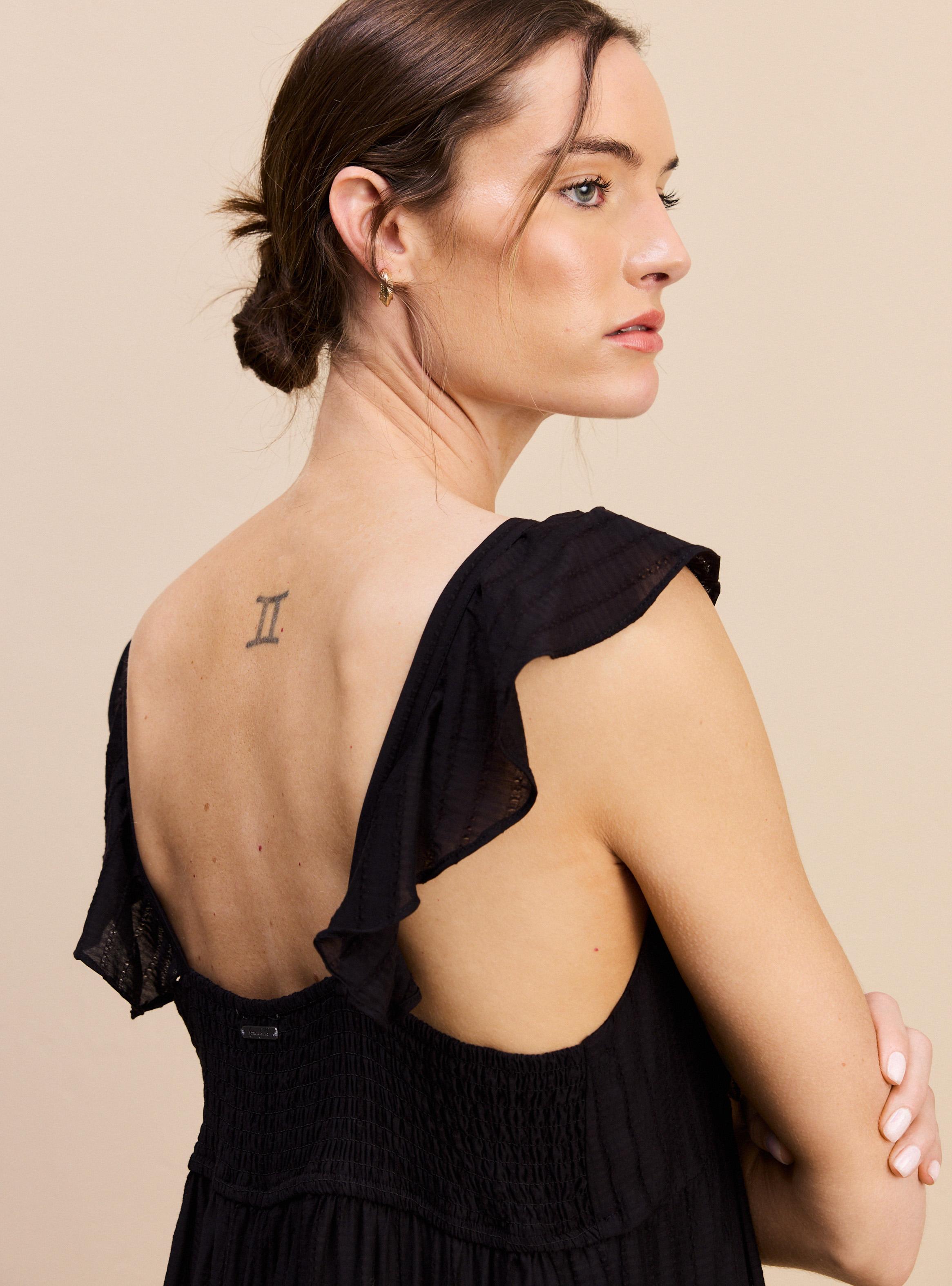 Vestido con Textura Vuelo en Mangas-3