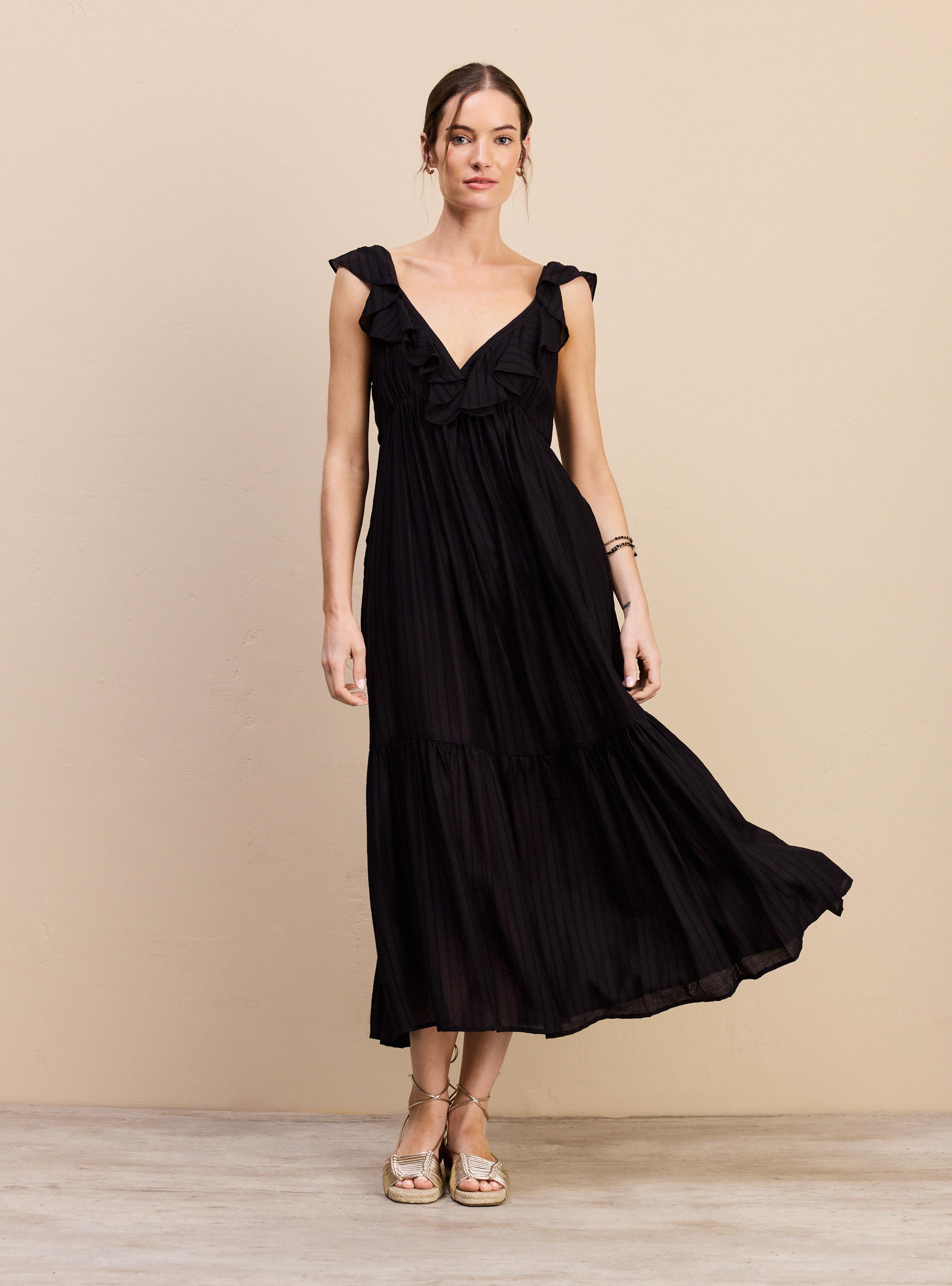 Vestido con Textura Vuelo en Mangas-4