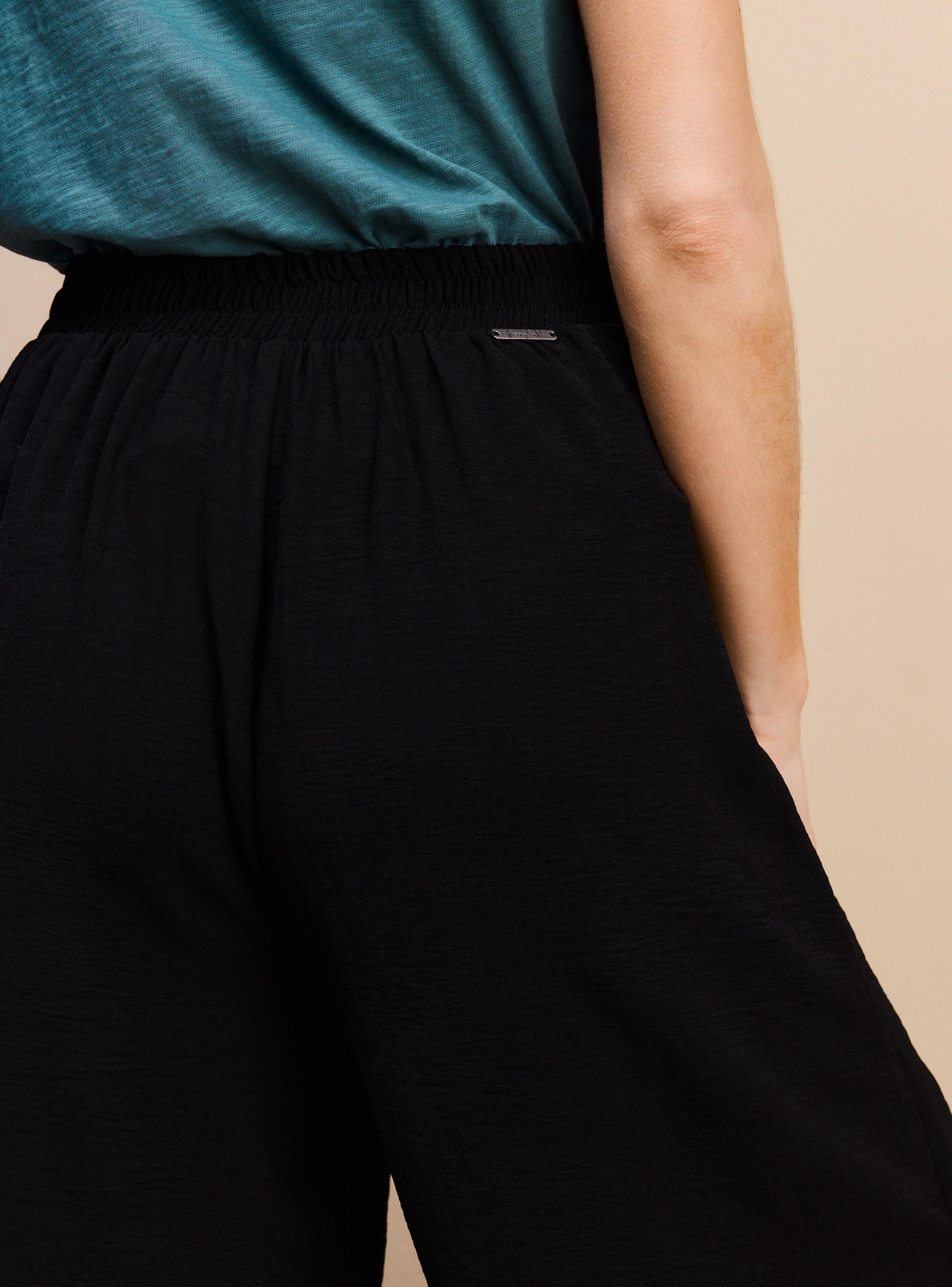 Pantalón Elasticado en Cintura Abertura en Pierna-3