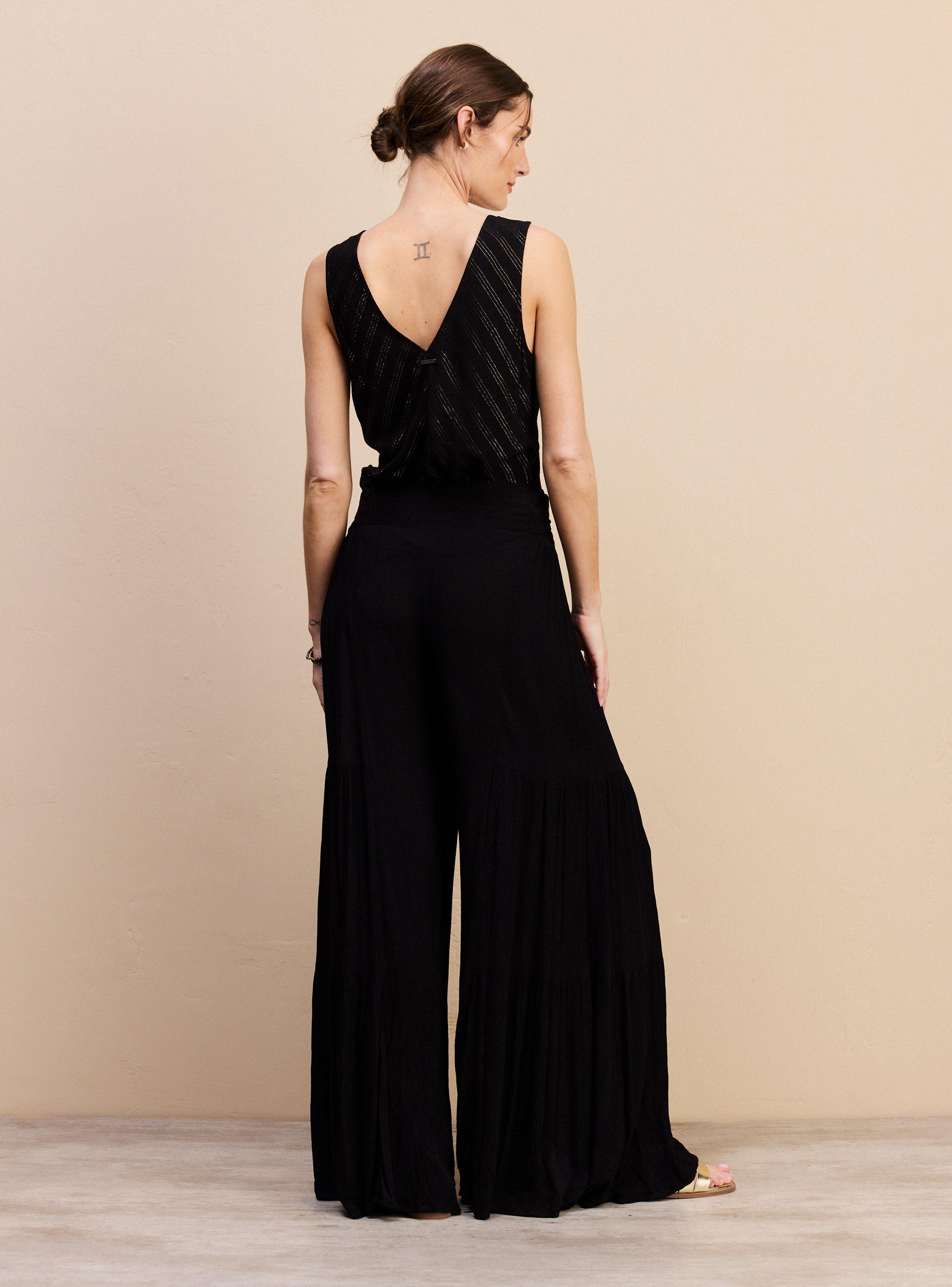 Pantalón Fluido con Capas Elástico en Cintura-5