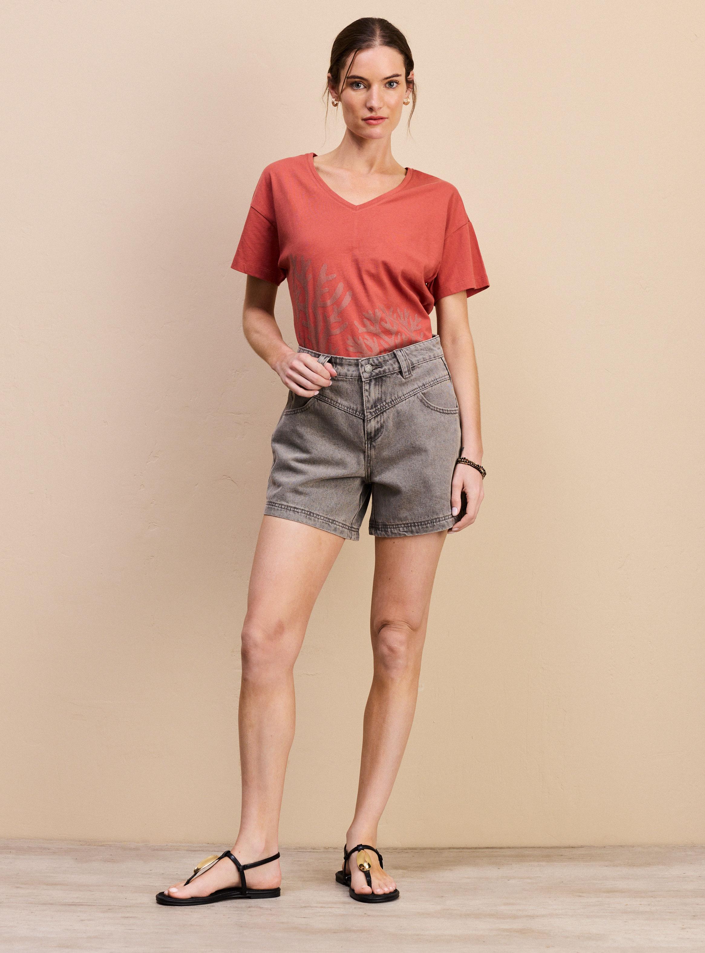 Short de Denim Corte Frontal-4
