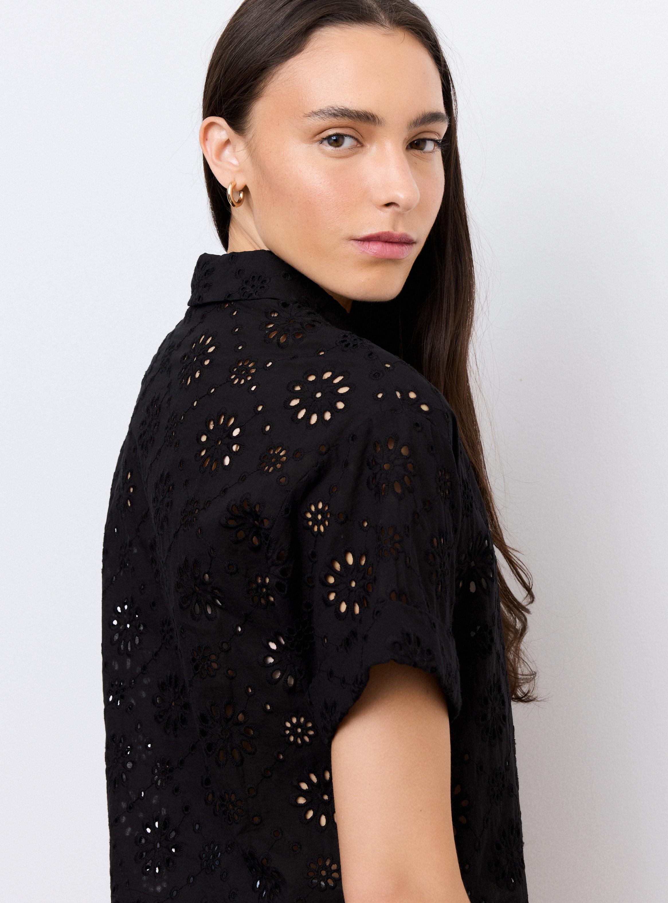Blusa Escote V de Broderie con Botones-3