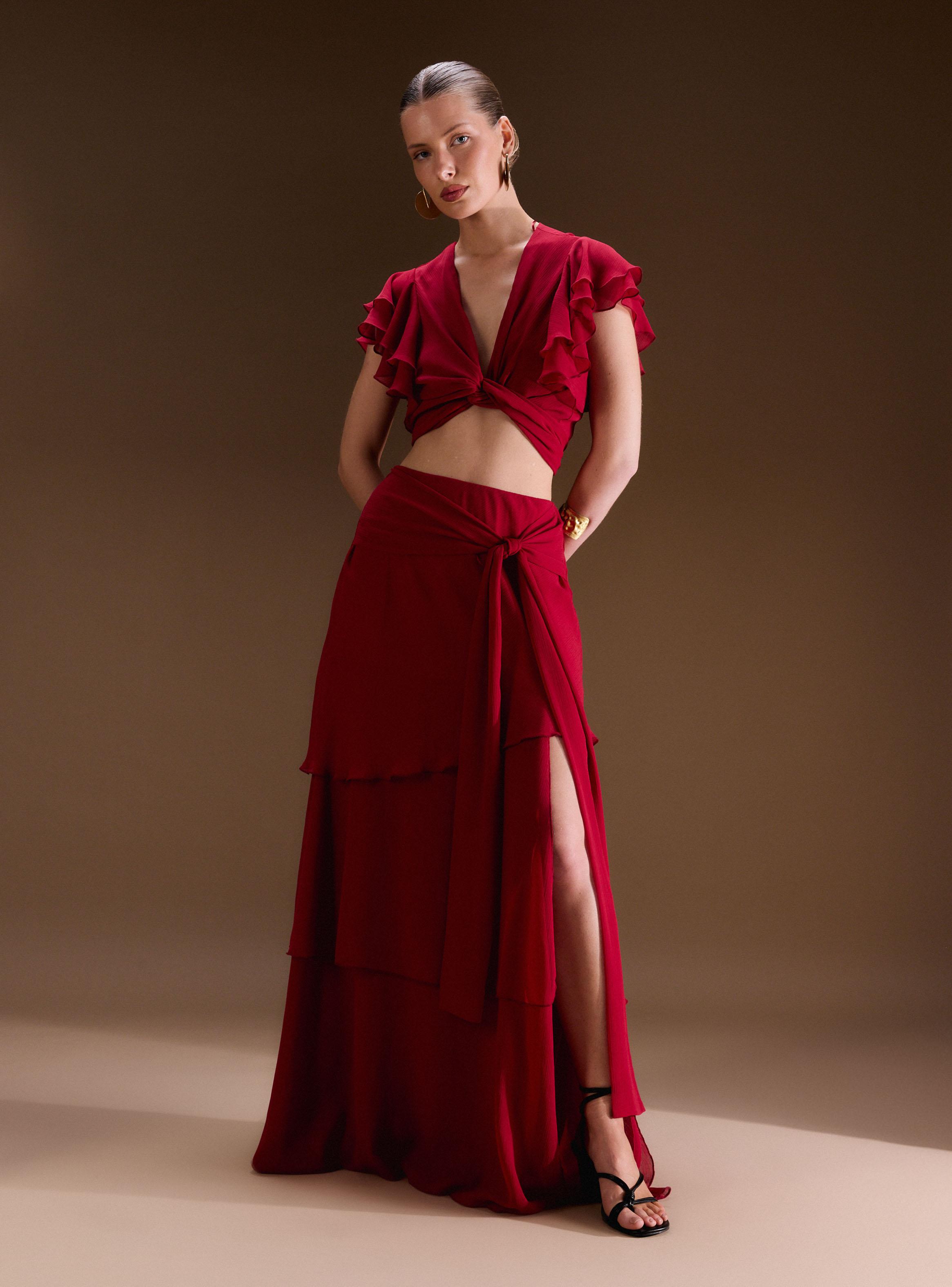 Blusa Crop con Vuelos Nudo Colección Ange Eyzaguirre-4