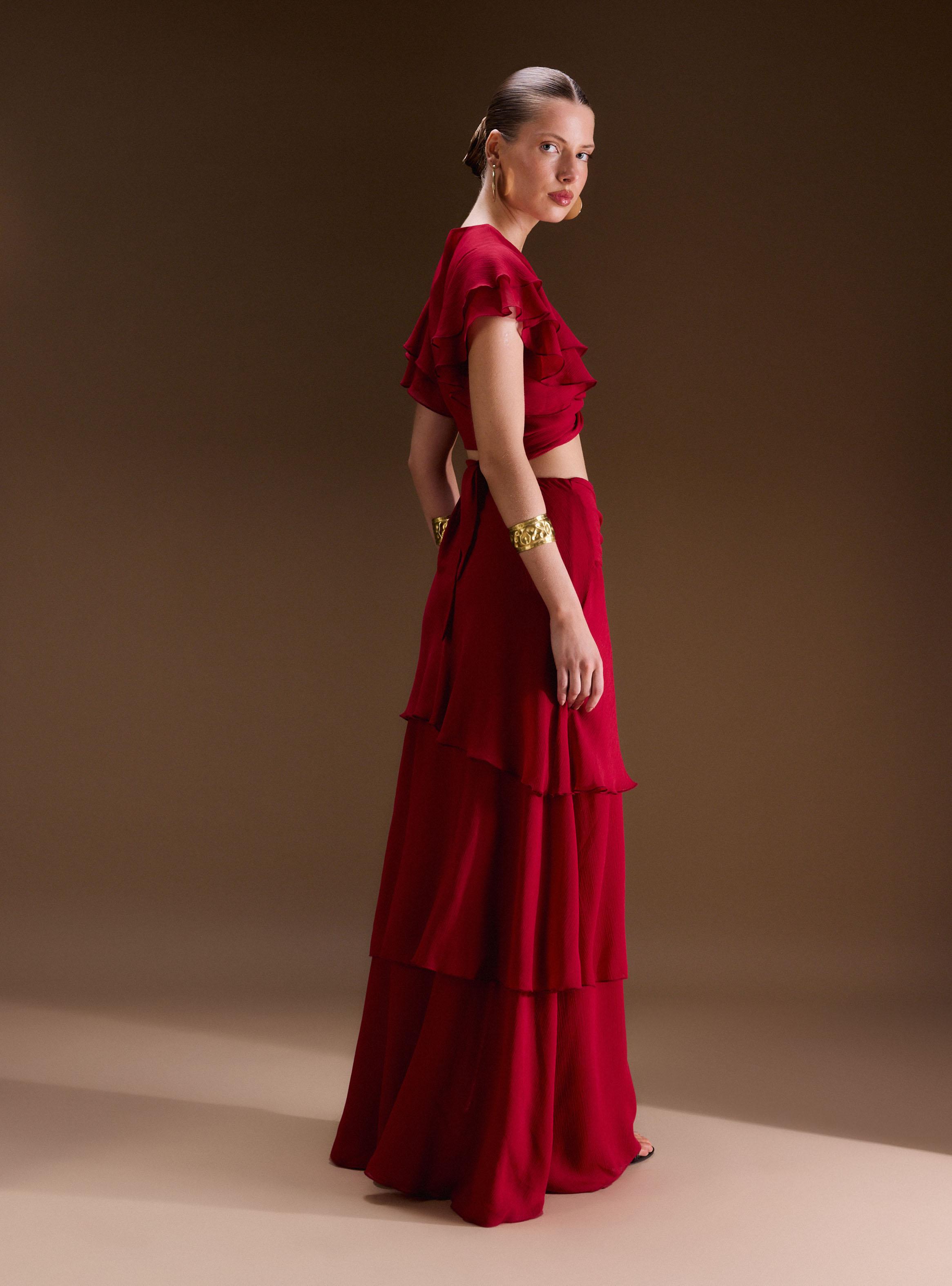 Blusa Crop con Vuelos Nudo Colección Ange Eyzaguirre-5