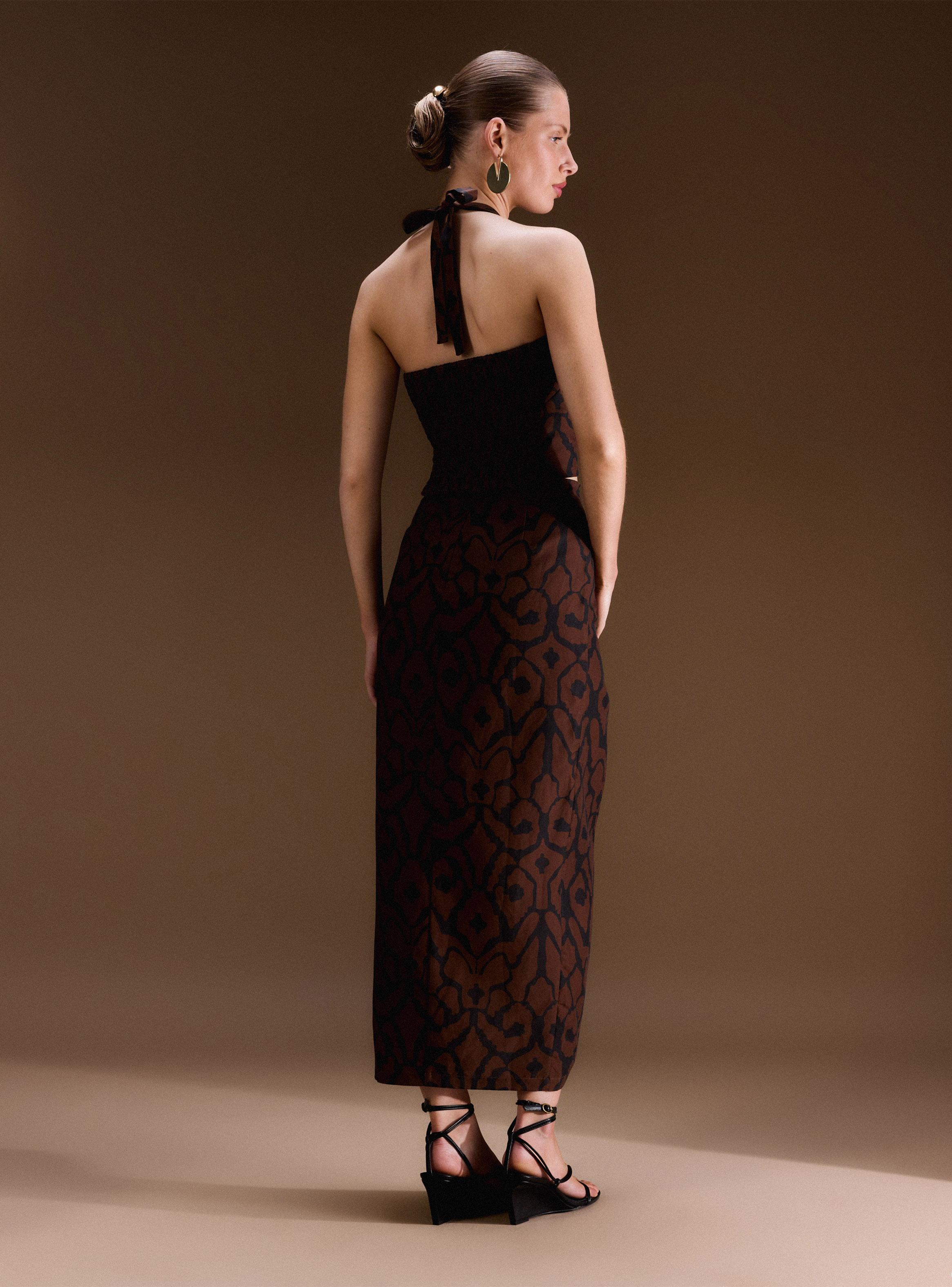 Falda Pareo Anudada con Drapeado Colección Ange Eyzaguirre-5