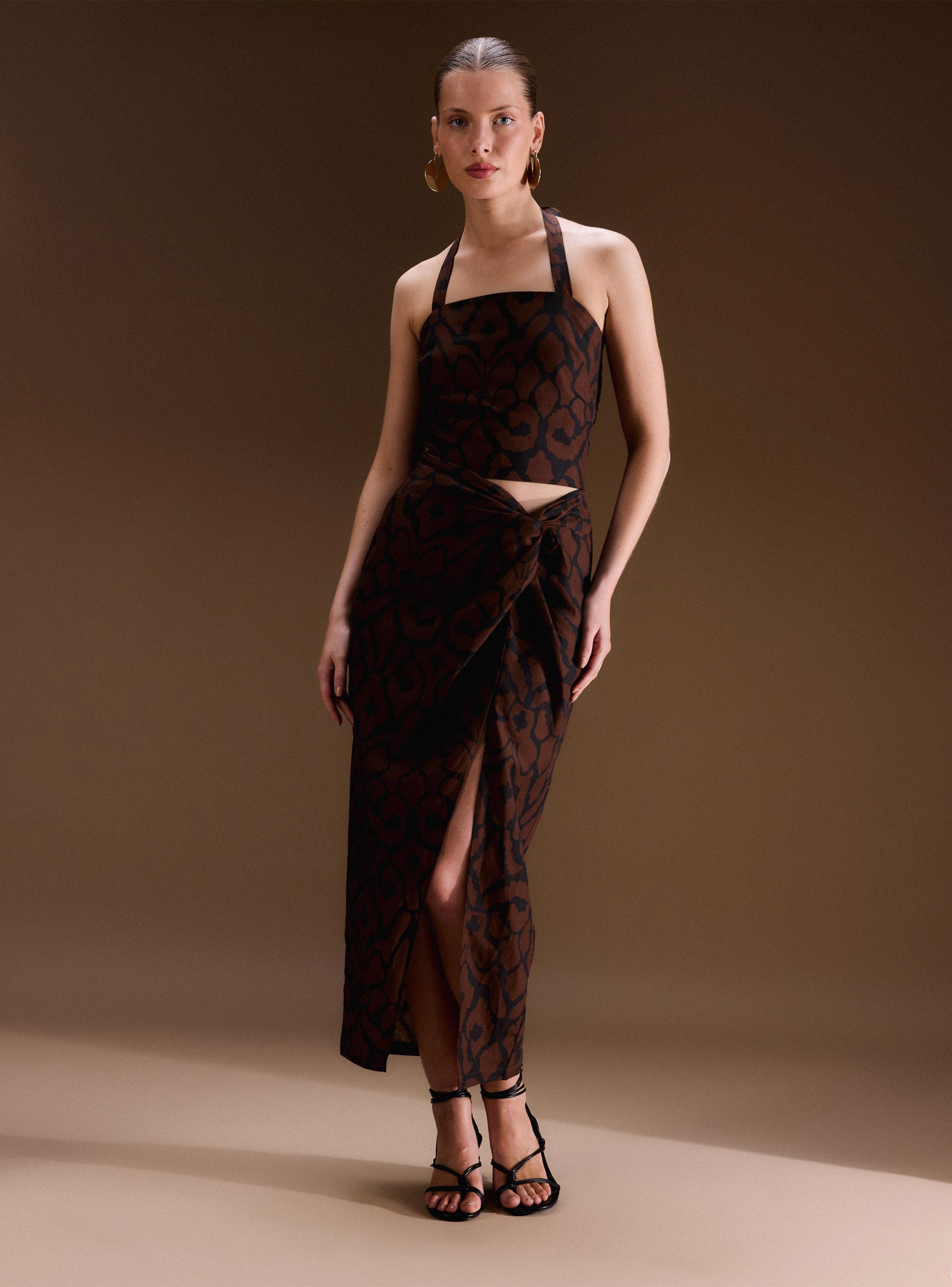 Falda Pareo Anudada con Drapeado Colección Ange Eyzaguirre-4