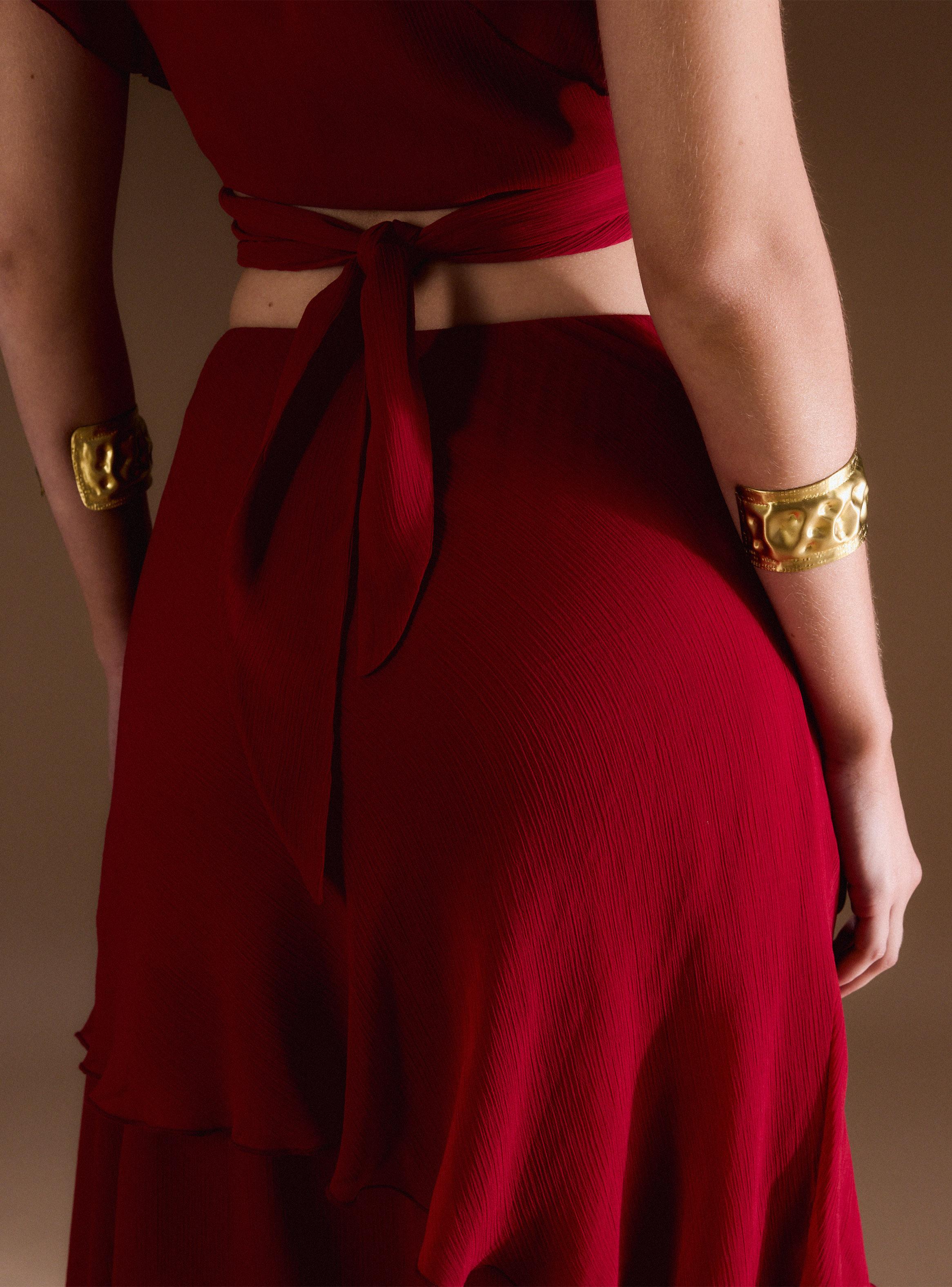 Falda Larga con Capas Volantes Colección Ange Eyzaguirre-3