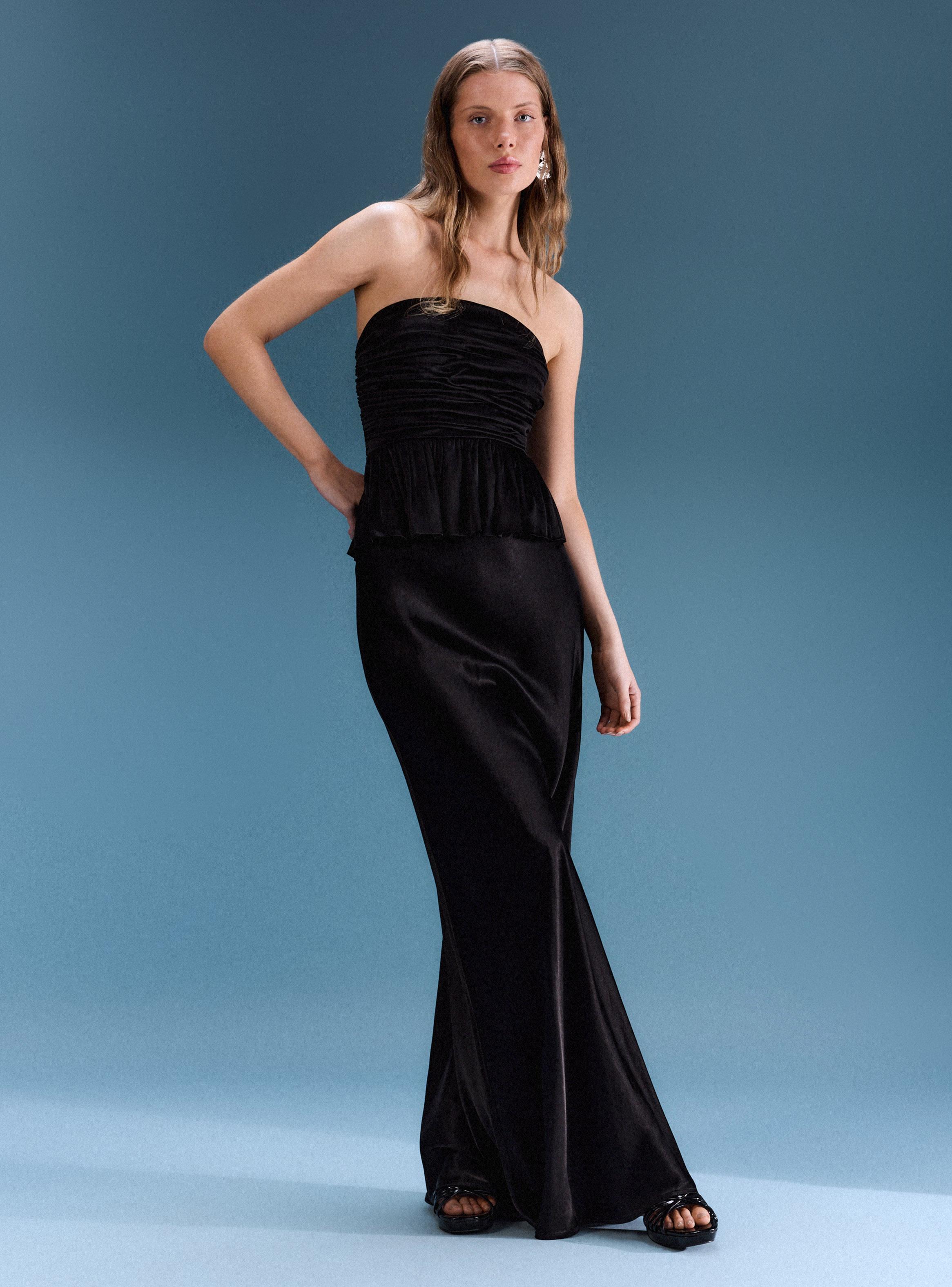 Blusa Strapless con Drapeado Colección María Guldman-4