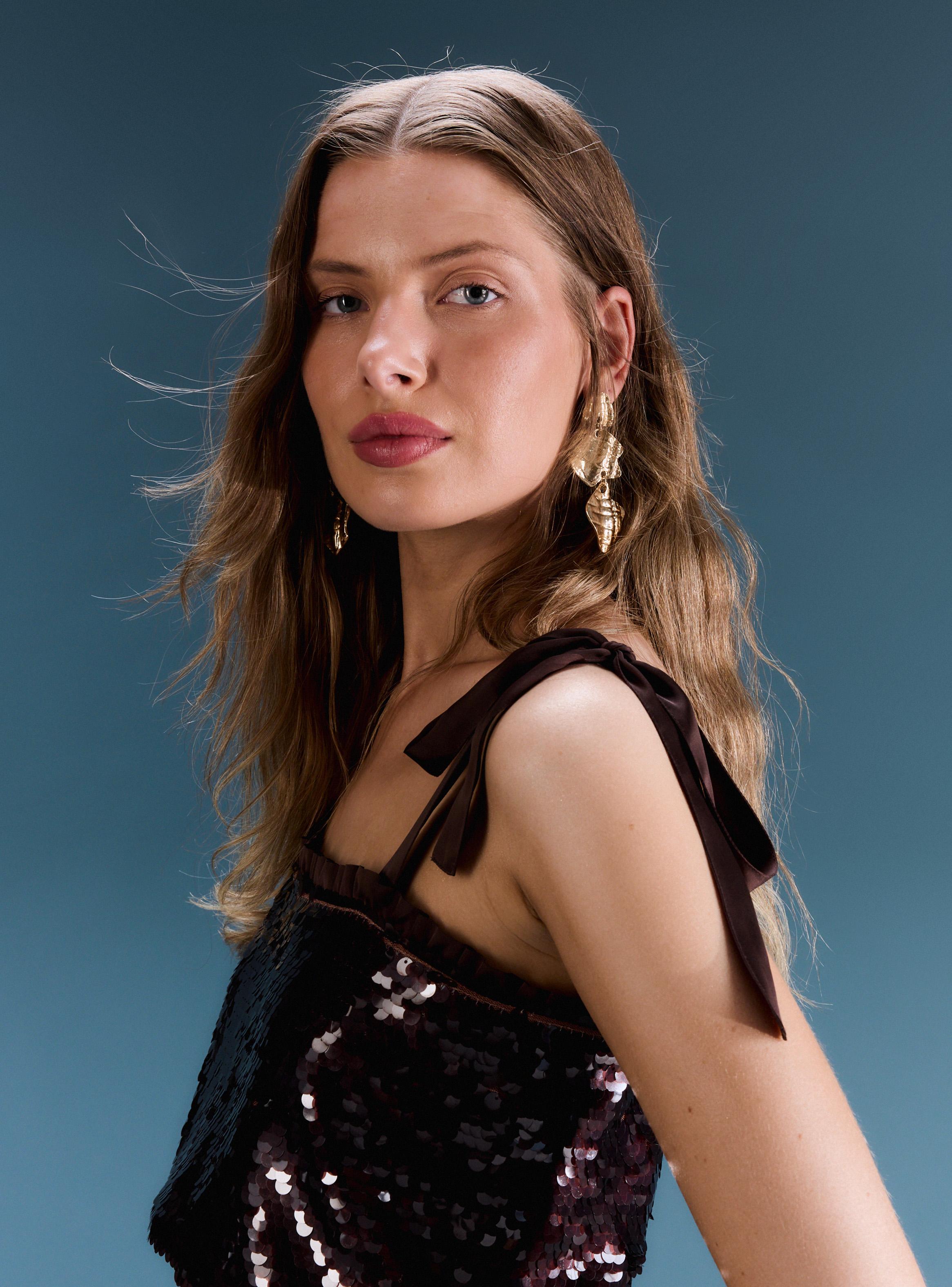 Blusa Strapless Lentejuelas Colección María Guldman-2